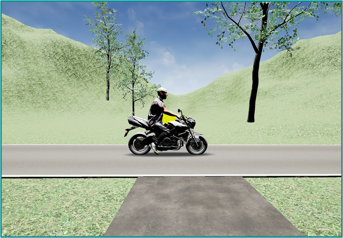 Rider at the center of the road