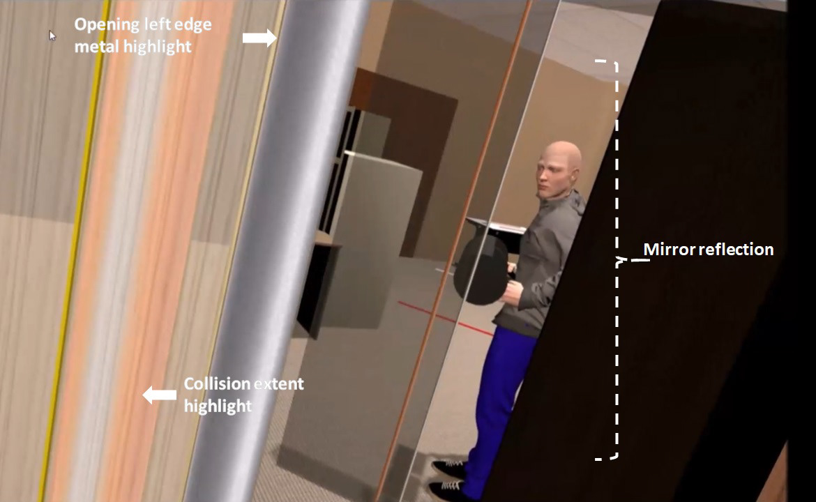 Feedback of collision to users when trying to pass doorway laterally