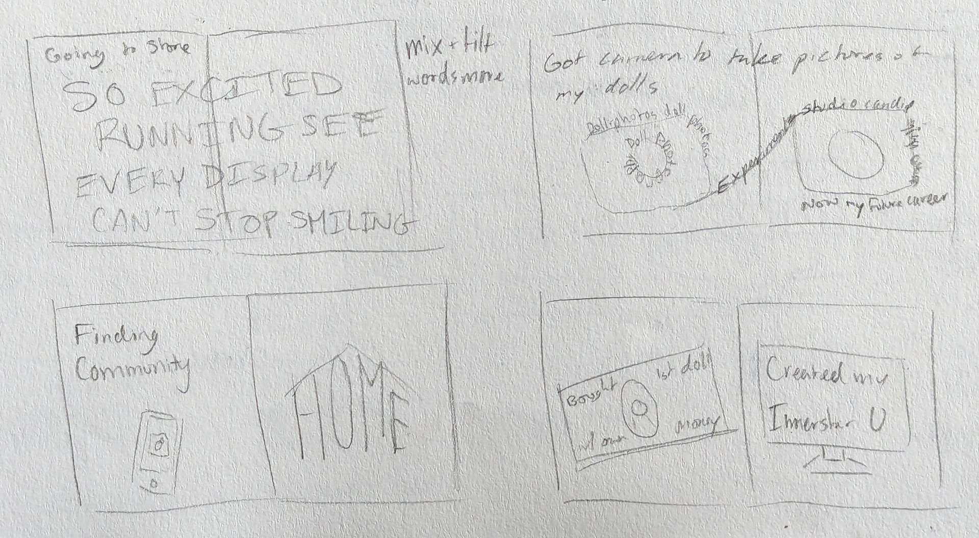 Sketches from when the original concept was a booklet.