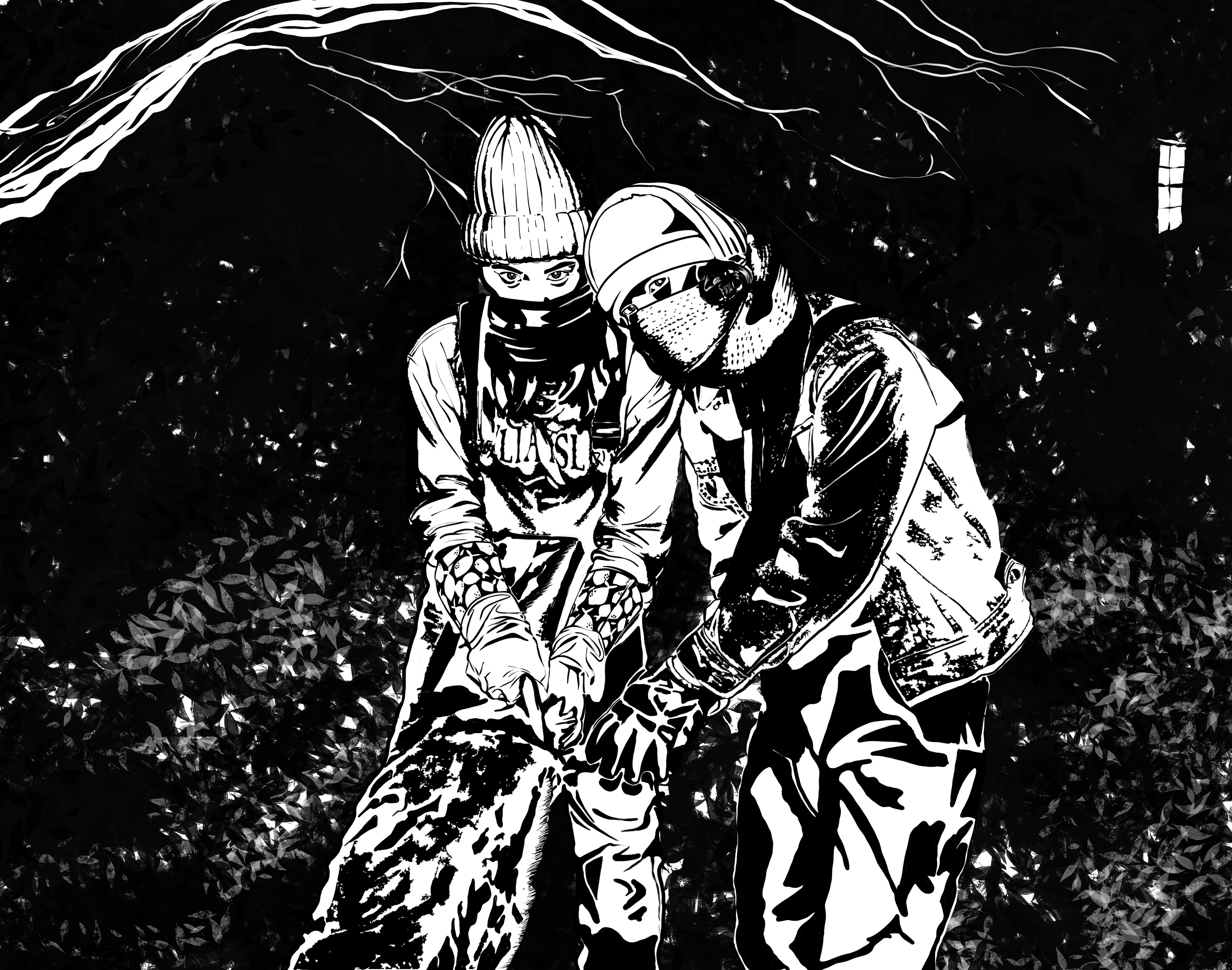 "Anam Cara of tile showers" pen and ink, digital, 24x36"