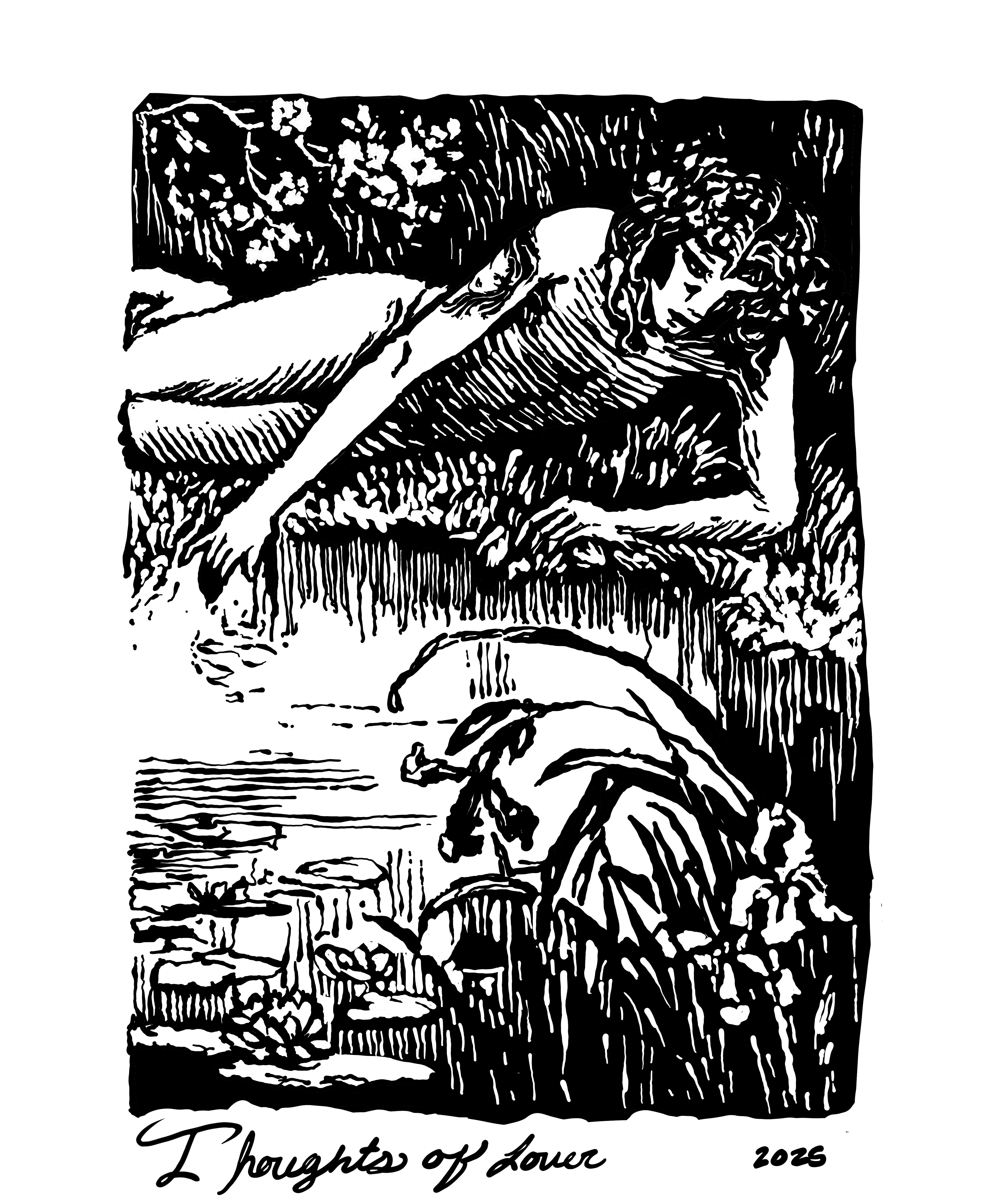 "Yoke-fellow" pen and ink 8x10"