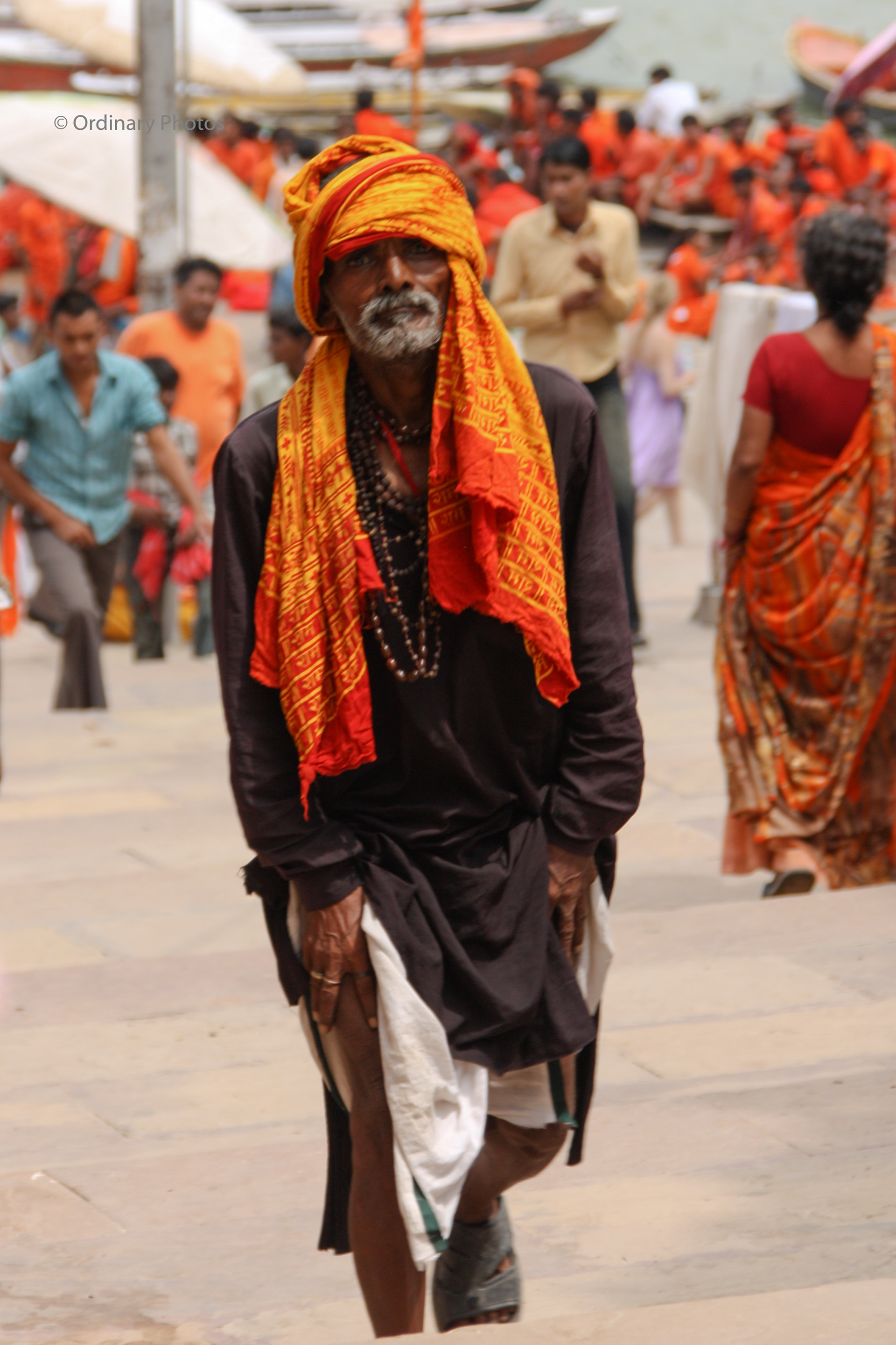 A man at one of the ghats in Varanasi
