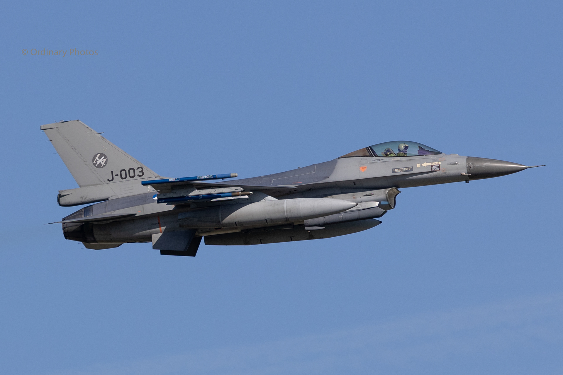 The J-003 F-16AM departing from Vliegbasis Volkel