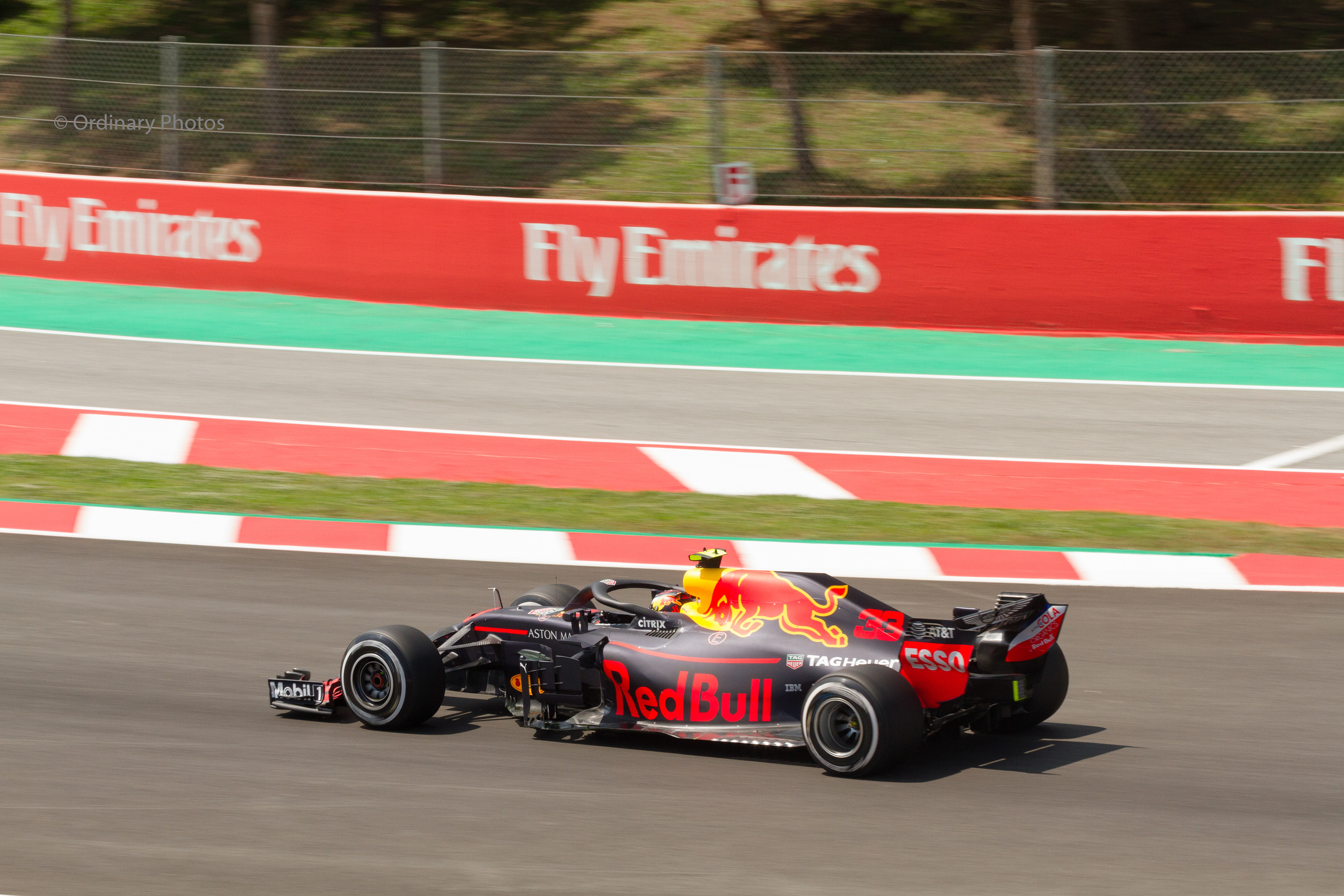 Max Verstappen in the Aston Martin Red Bull Racing RB14 during the F1 Grand Prix at Circuit de Barcelona-Catalunya in 2018