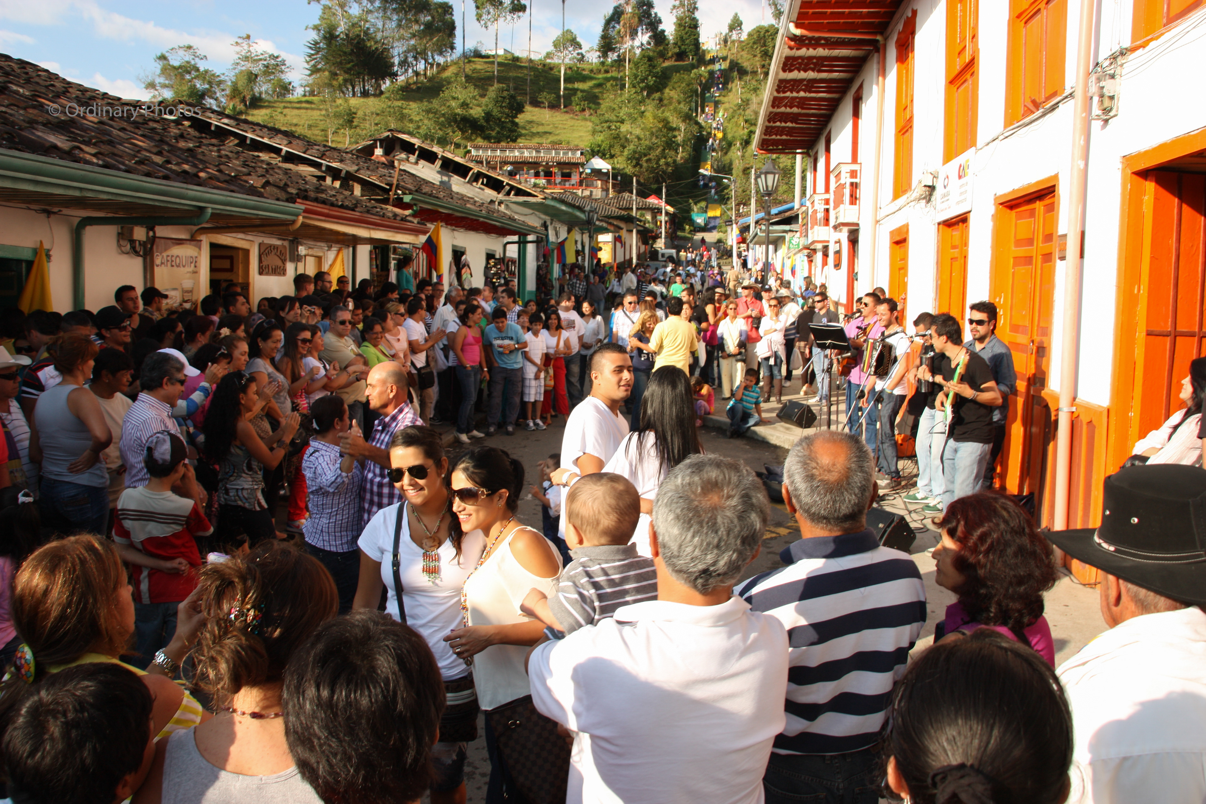 Party in the streets of Salento, Colombia