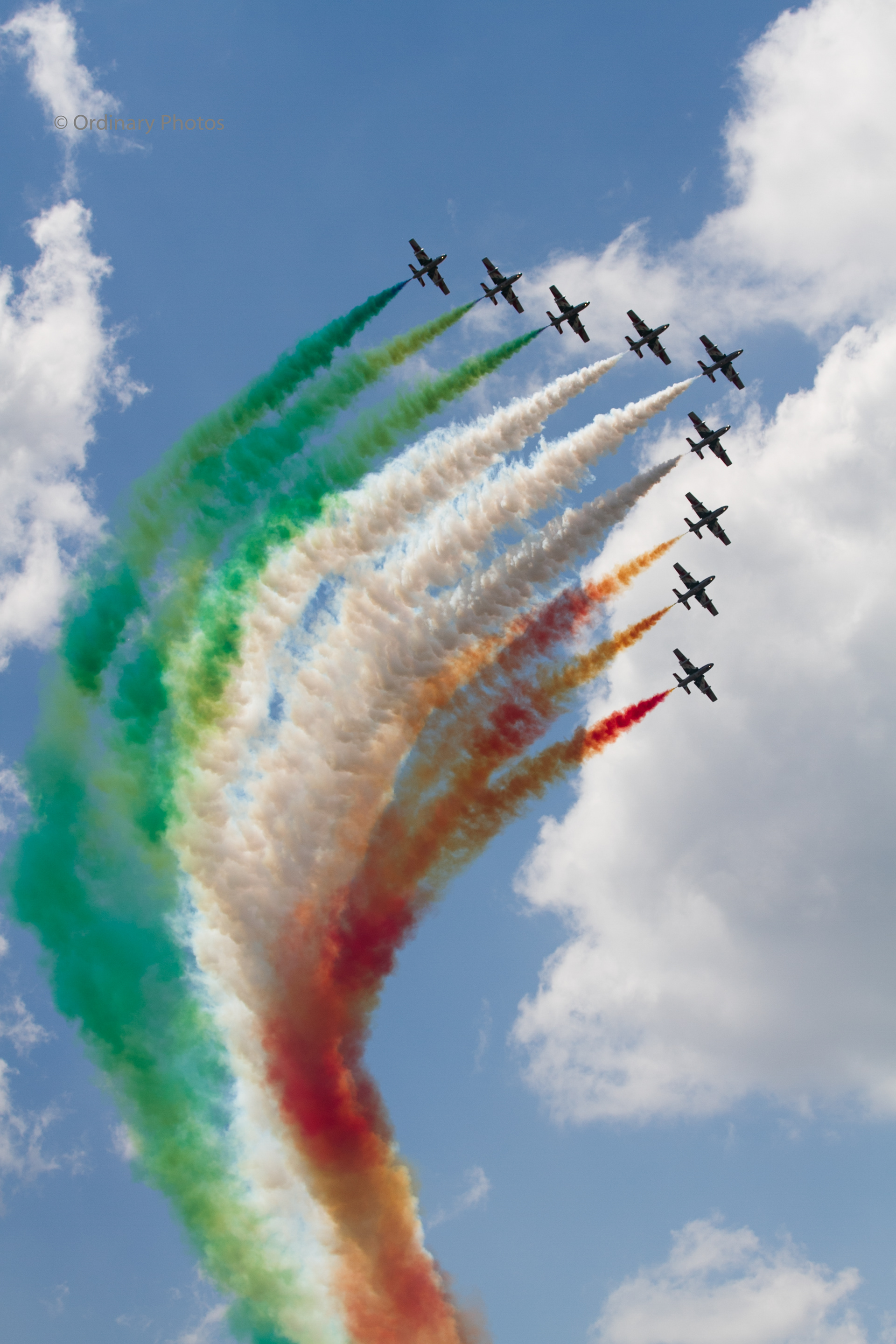 The Frecce Tricolori of the Italian air force during the Luchtmachtdagen 2013 at Volkel air base