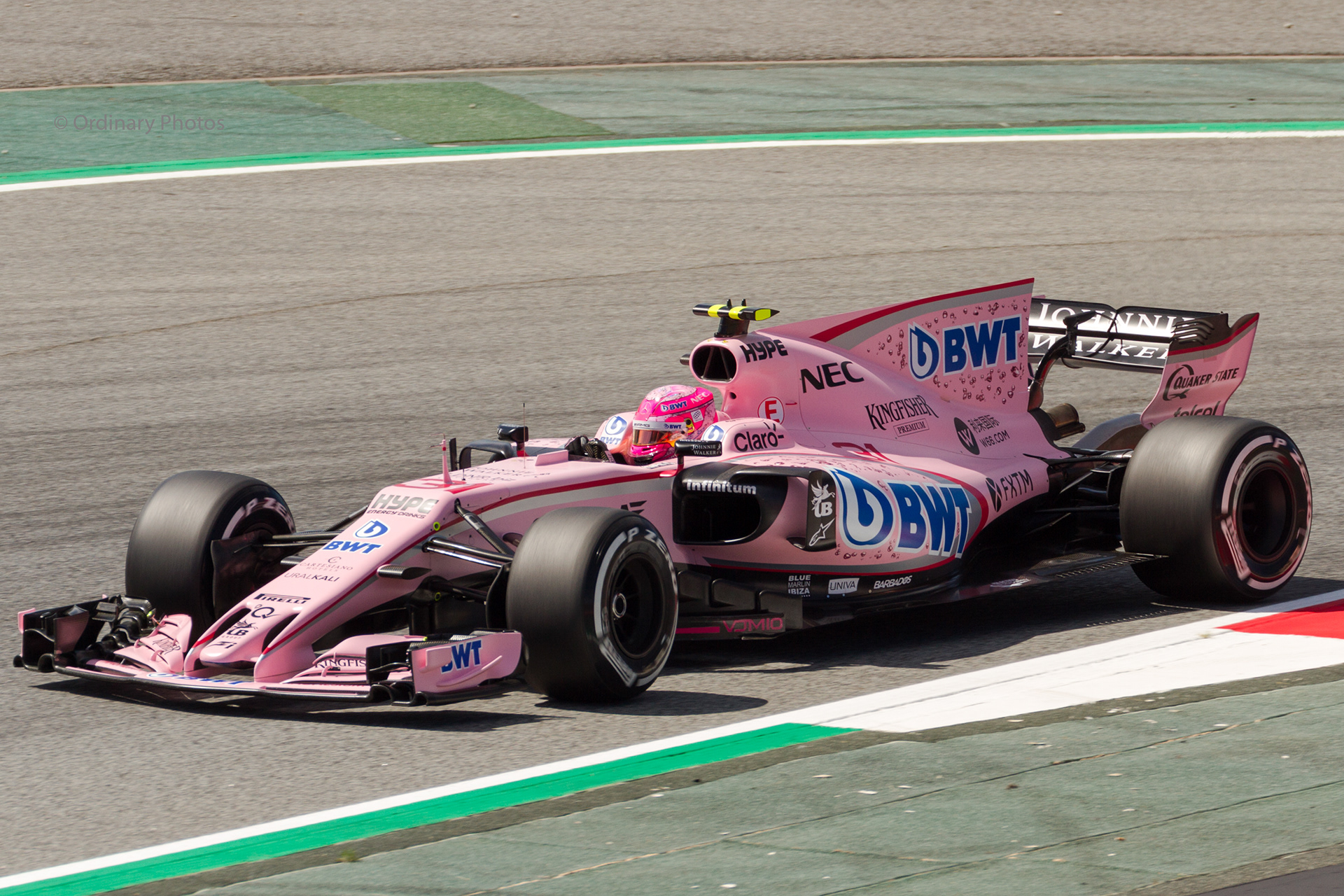 Esteban Ocon in the Force India during the Formula 1 2017 Spanish Grand Prix