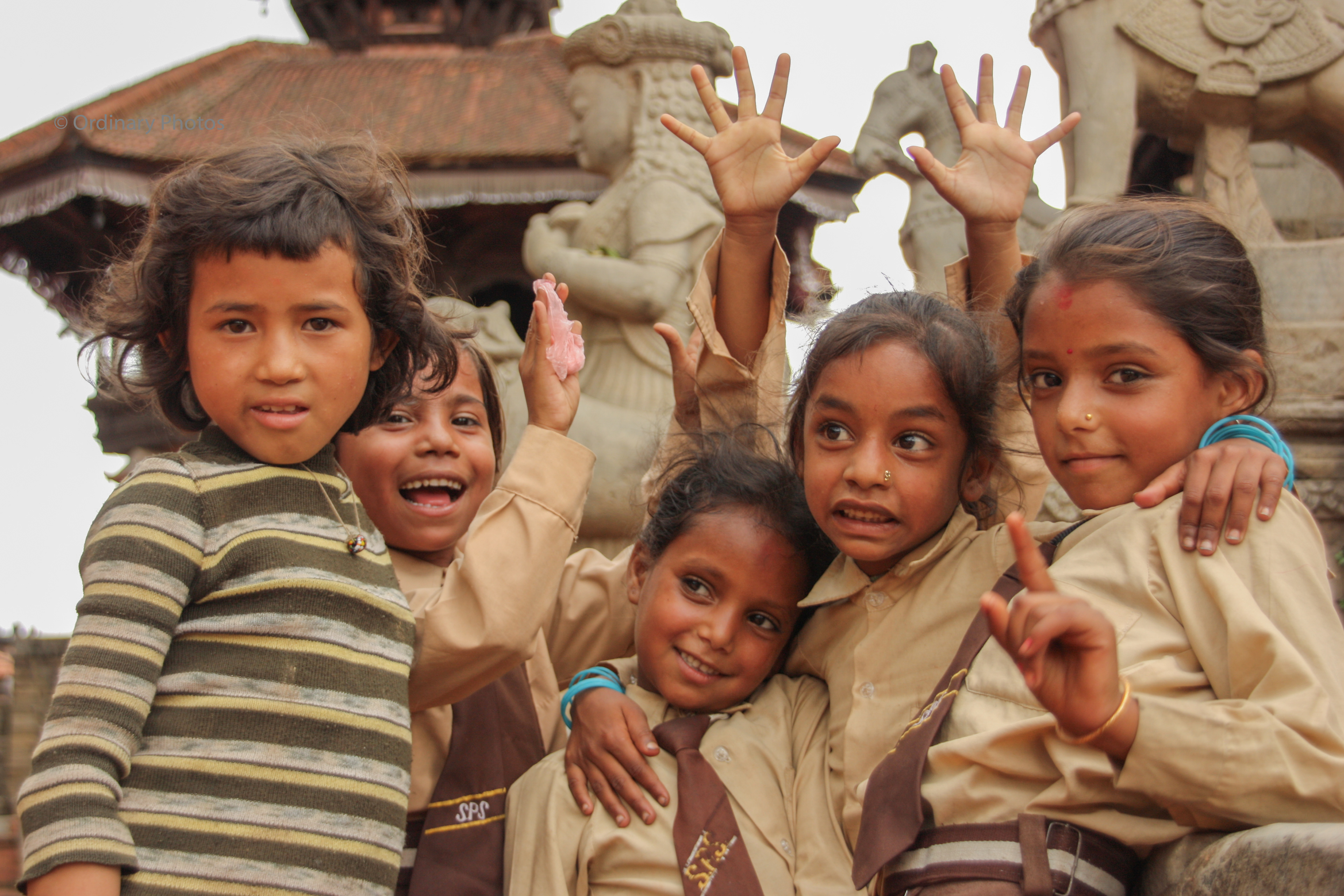 School kids on streets of Kathmandu