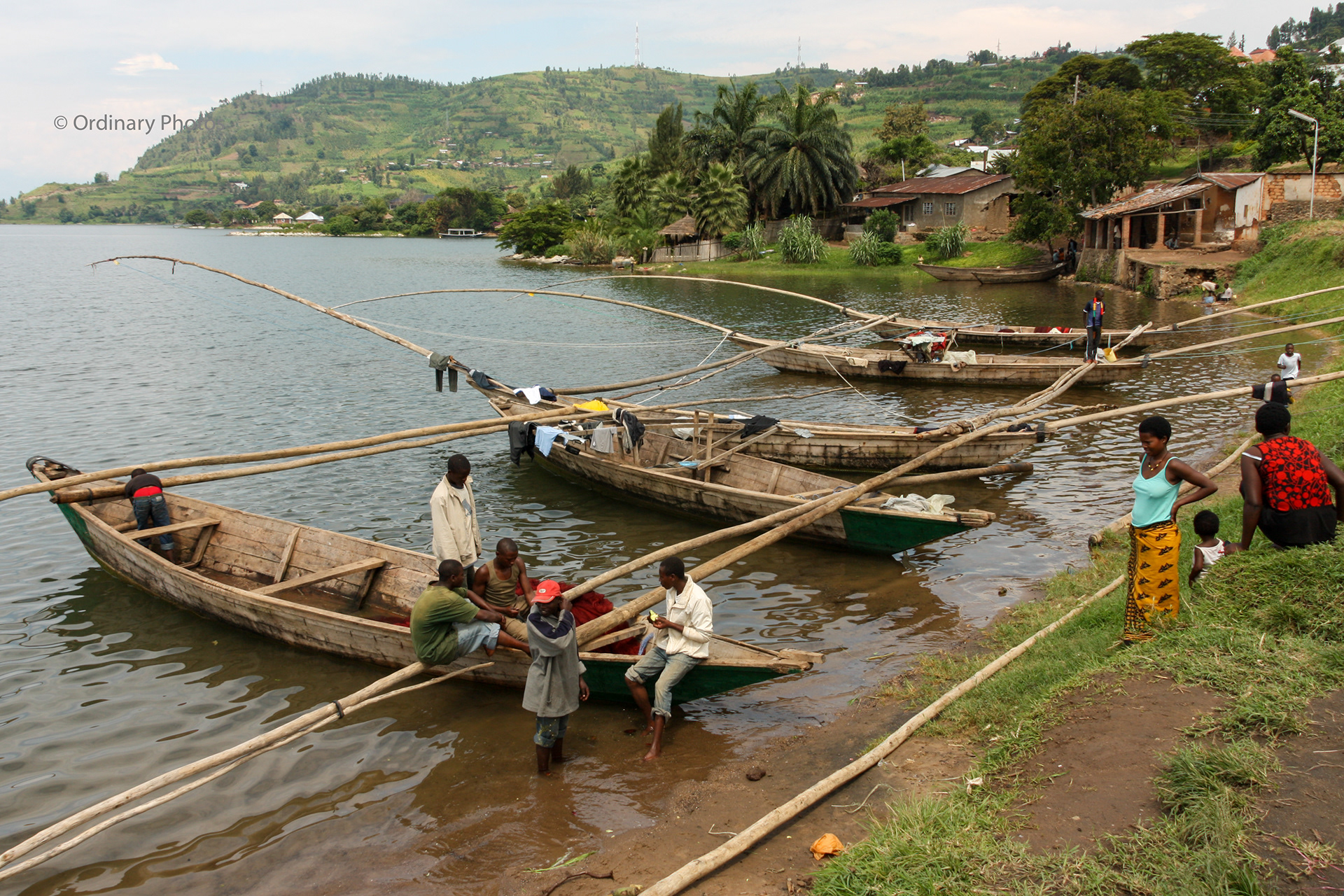 Fishing boats on the side of Lake Kivu