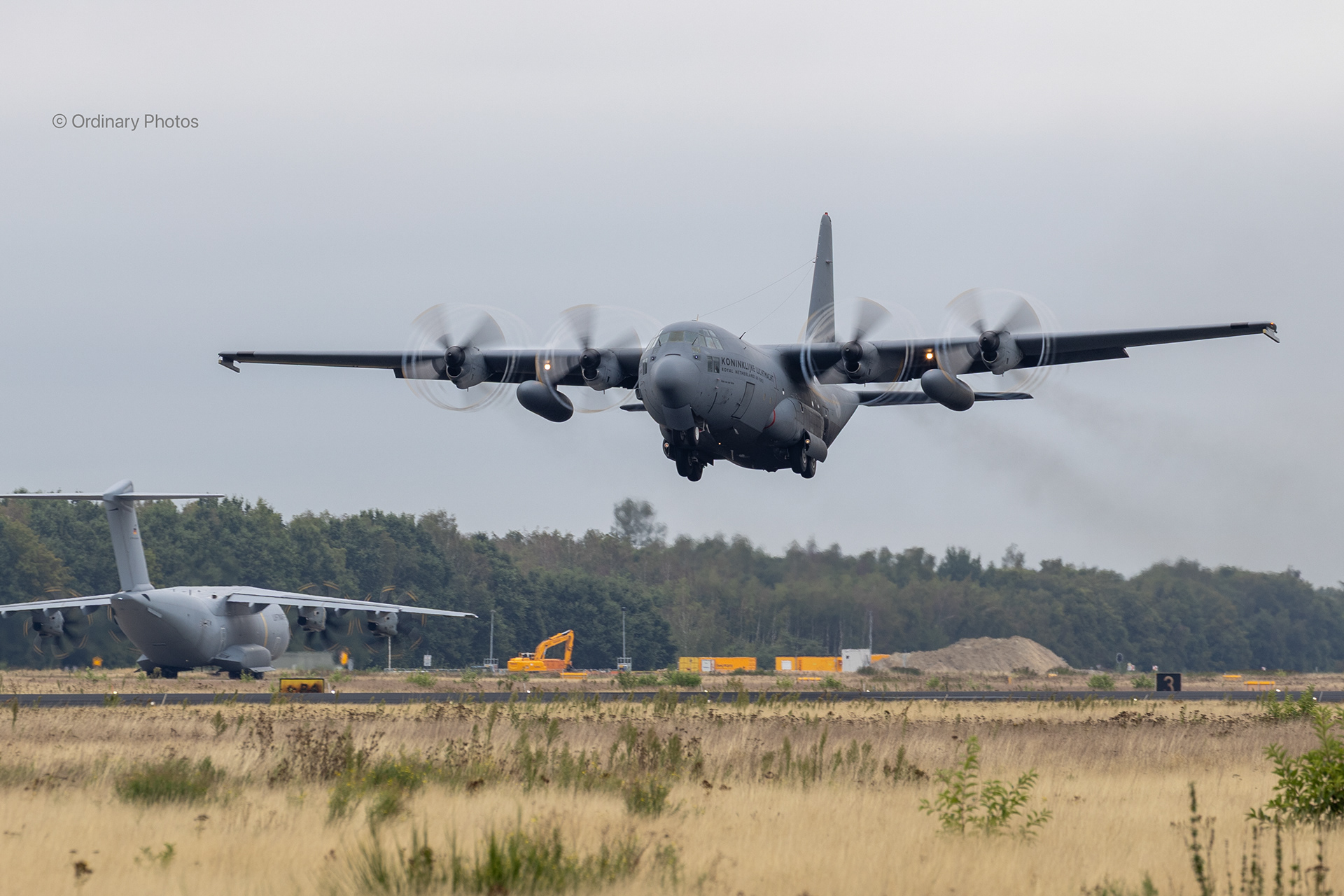 C-130H Hercules (G-781) taking off at Eindhoven Air Base during Falcon Leap 2026