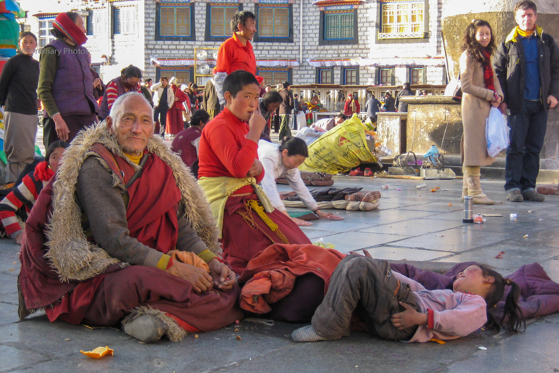 A monk in front of the Jokhang temple in Lhasa