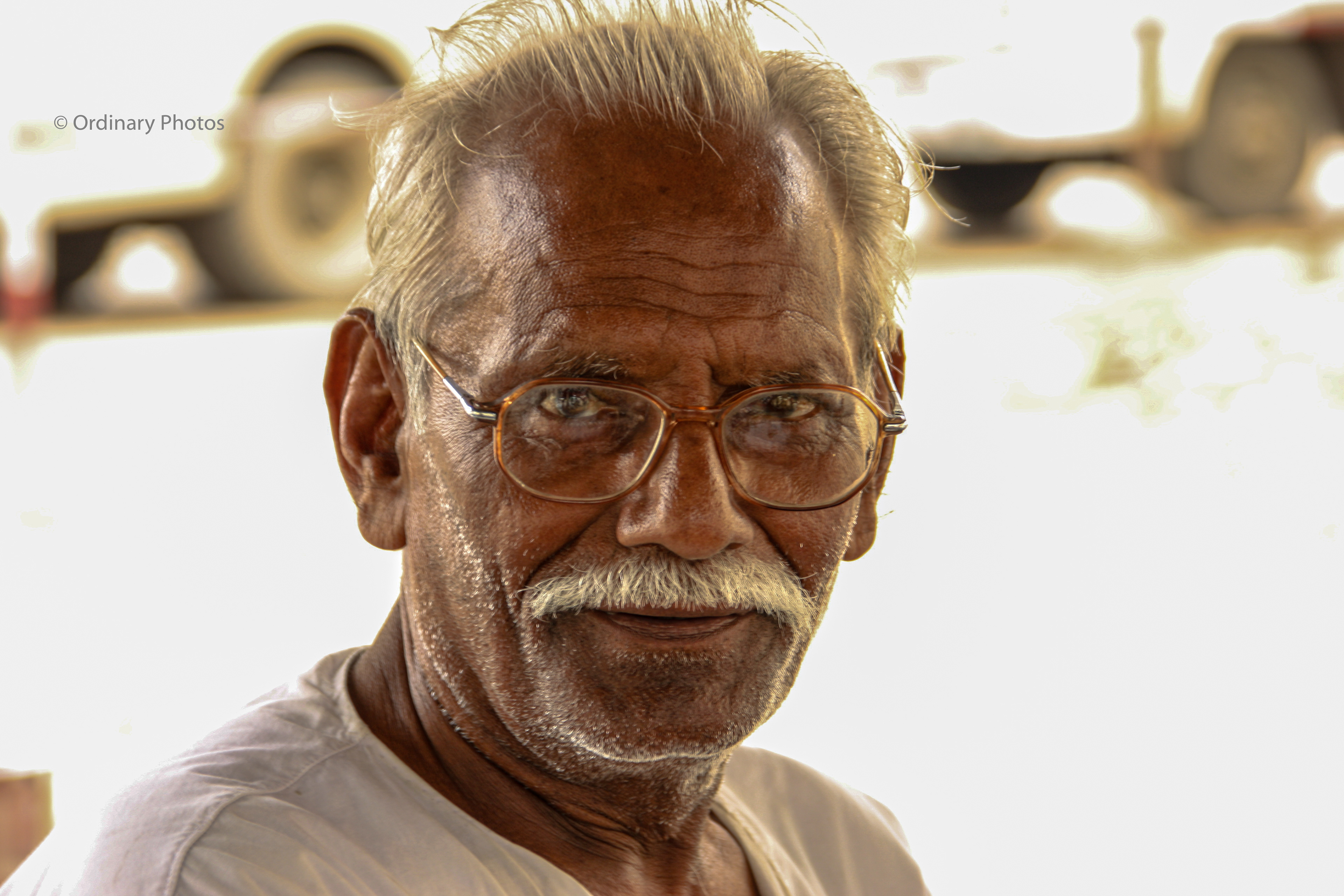 Portrait of a man, taken at the bus station of Varanasi