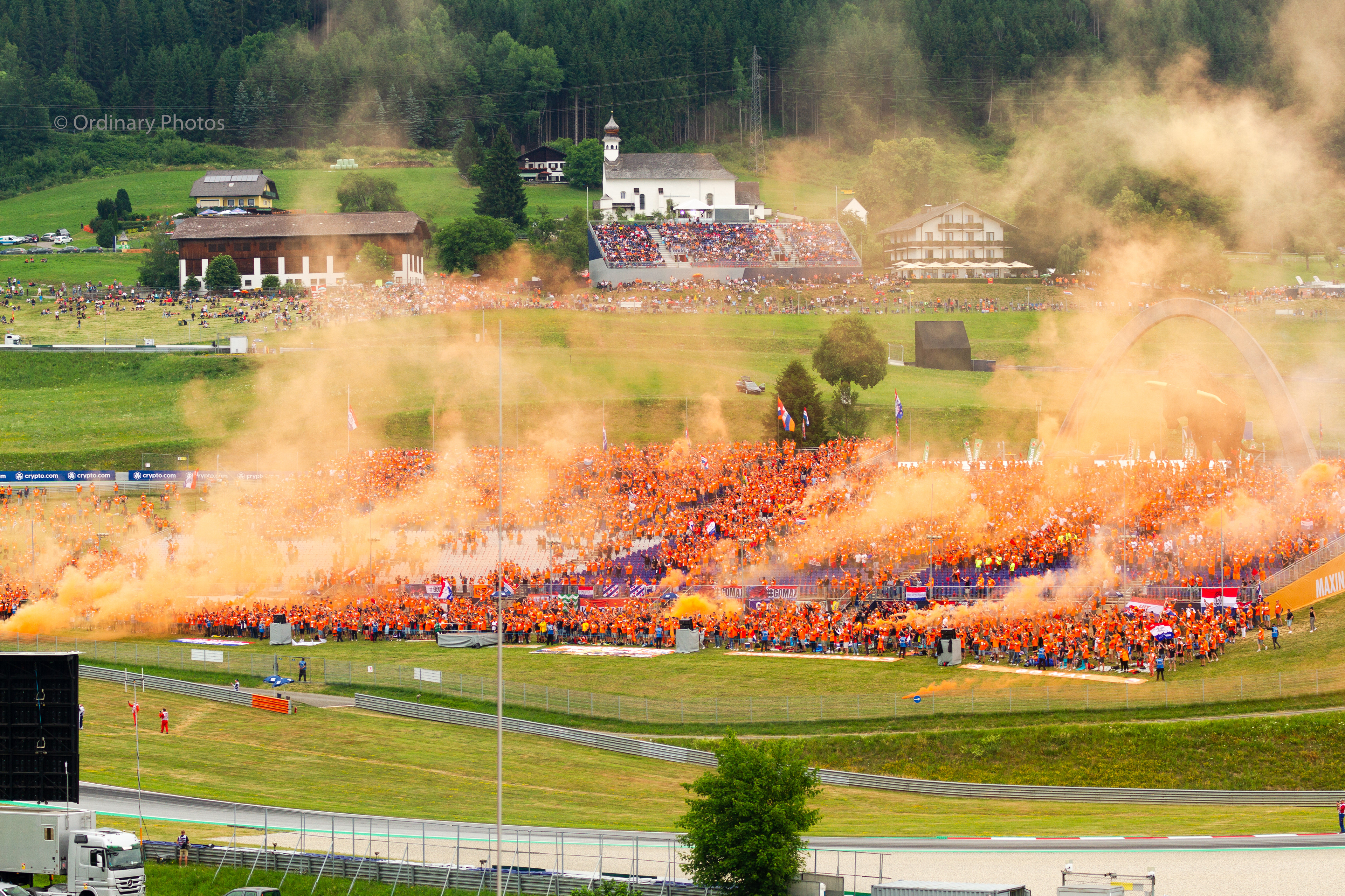 An Orange Army grandstand at the Red Bull Ring in Austria 2021