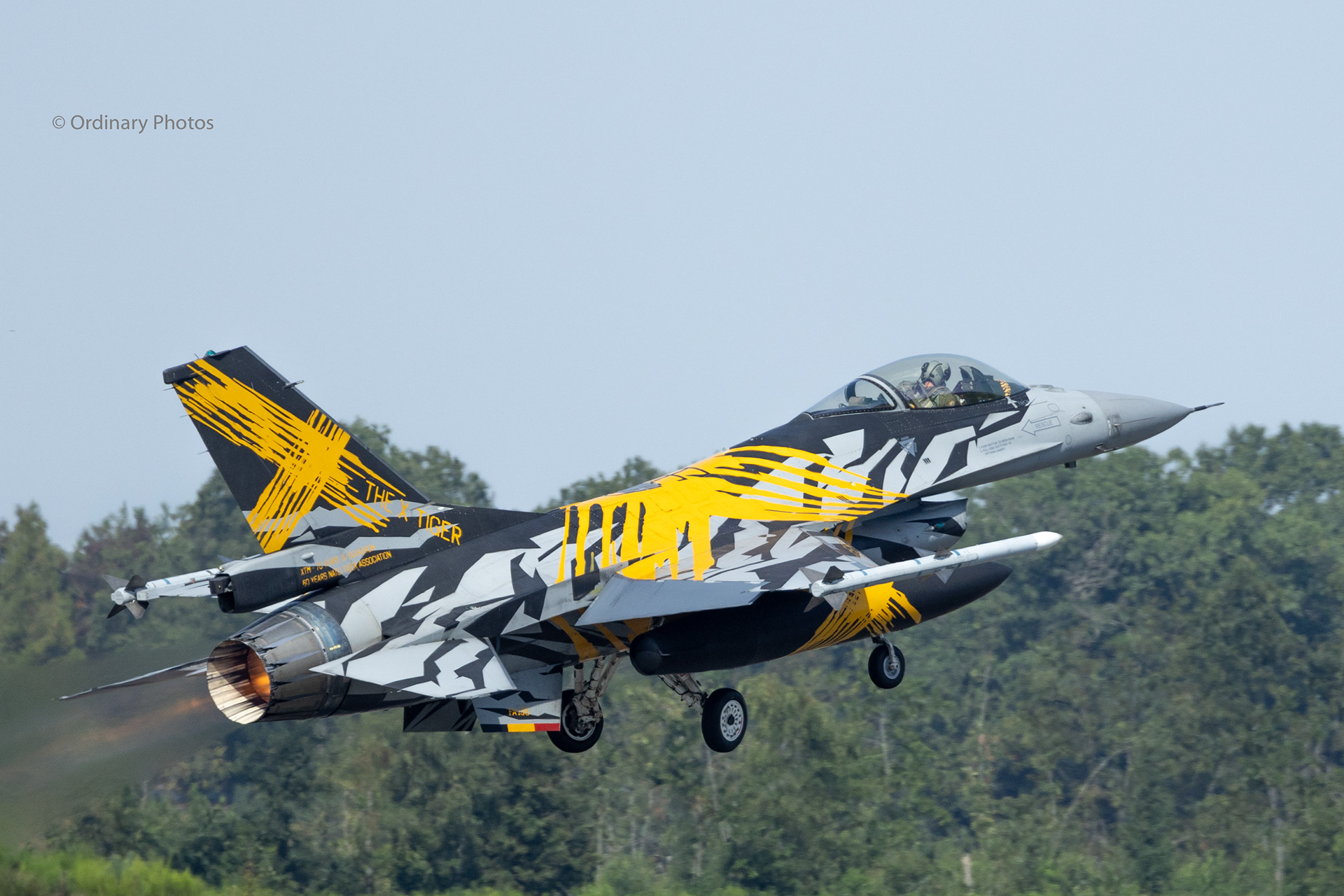 Belgian Air Force X-Tiger F-16 take-off at Air Base Kleine-Brogel