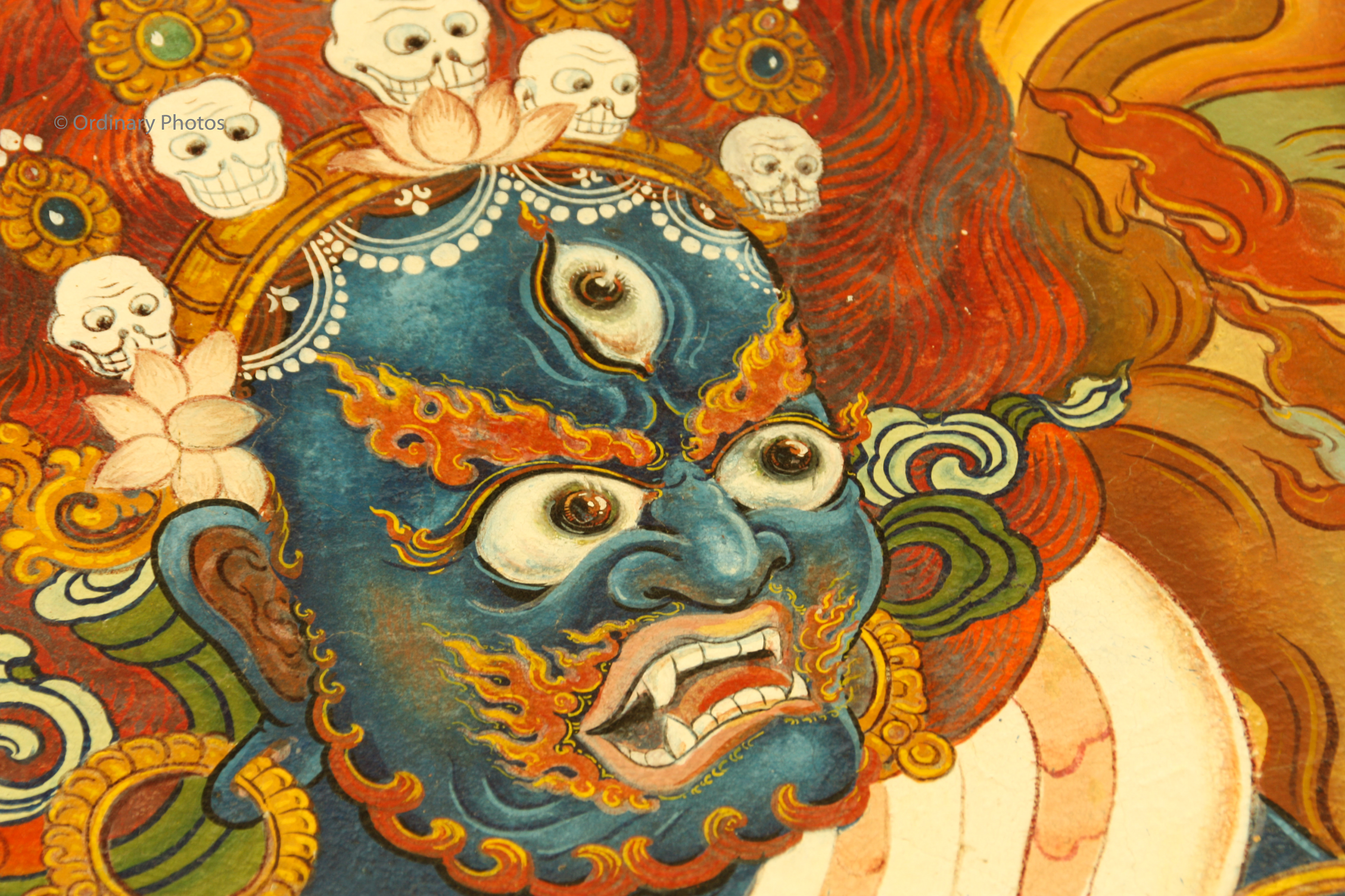 Wall paintings in a temple in Lumbini, Nepal
