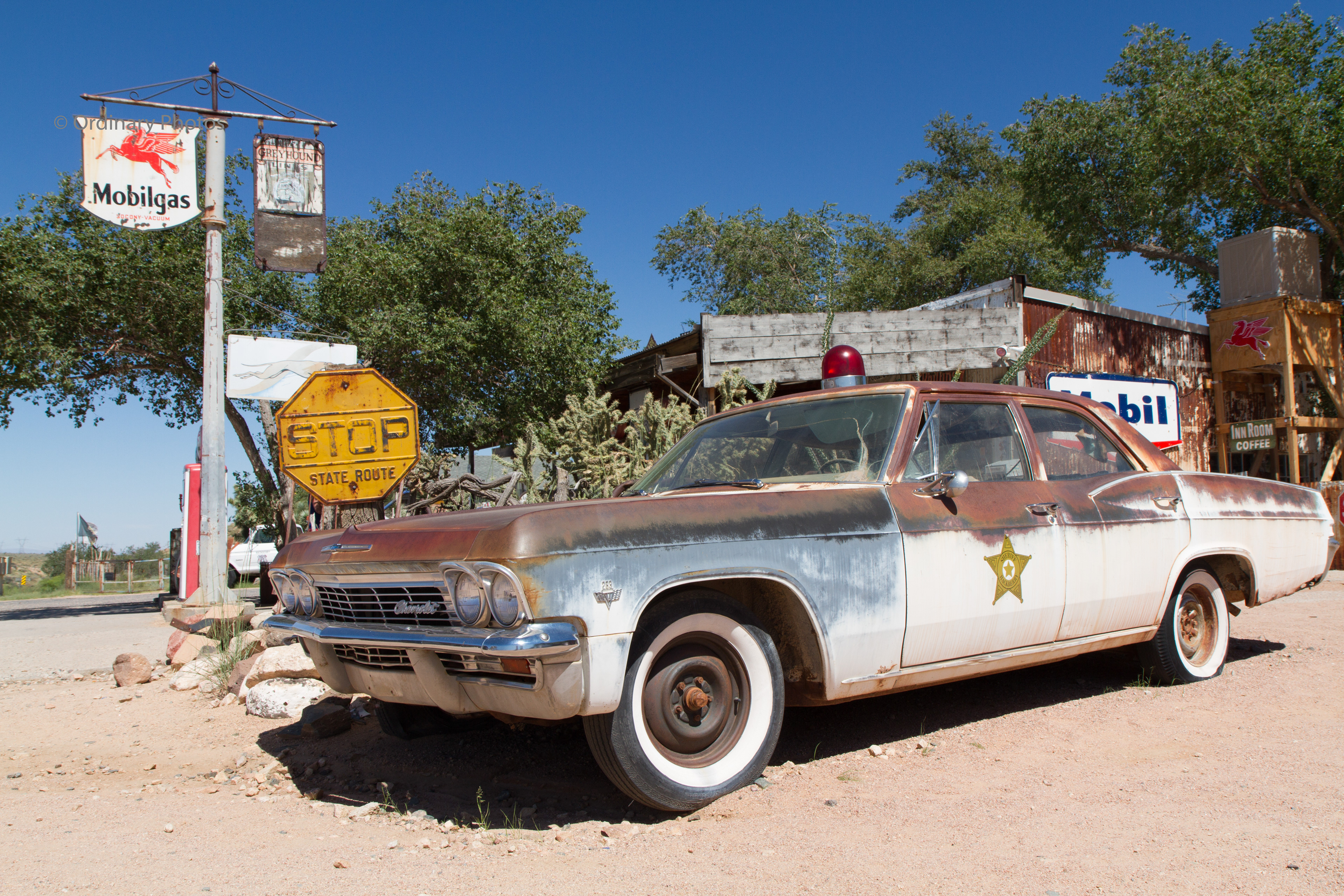 An old police car at Hackberry General Store along Route 66