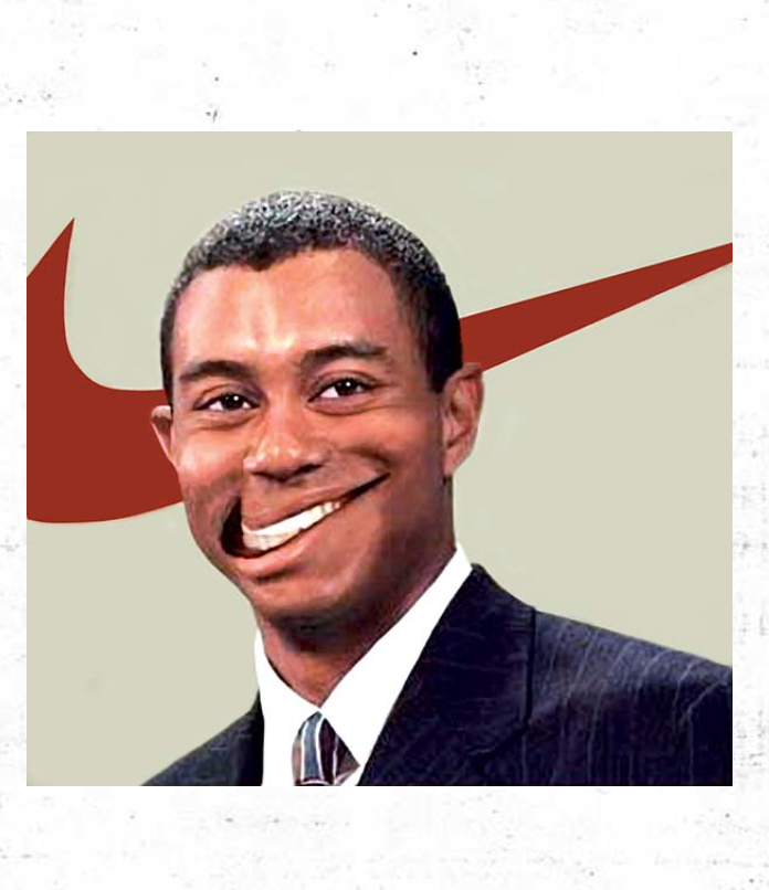 Tiger Woods Nike check smile