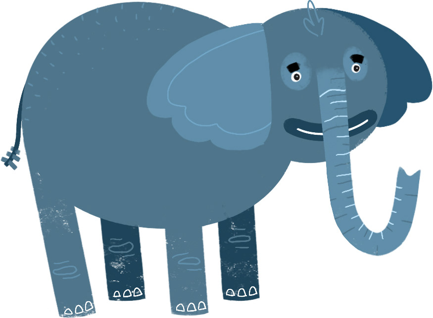Cheeky, short legged healthy and friendly elephant