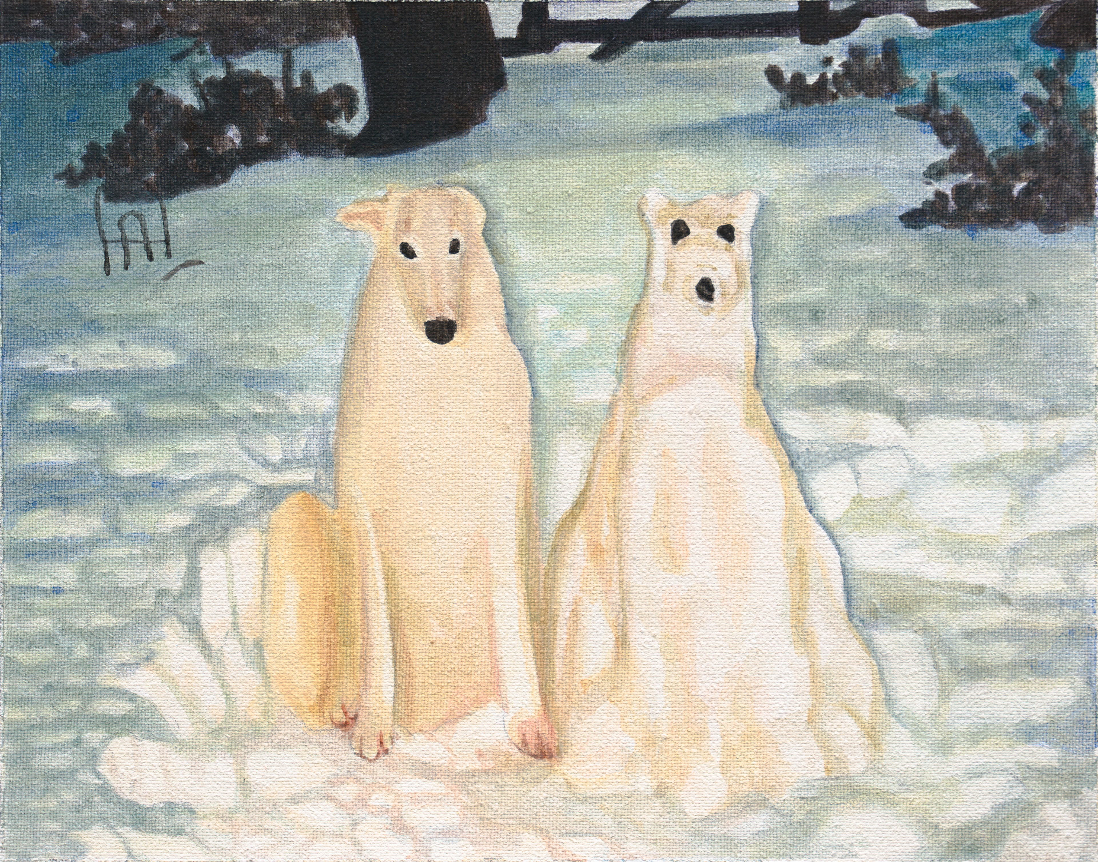 사악한 쌍둥이 The Evil Twin, 2022, gouache on cotton, 12ｘ15 ㎝