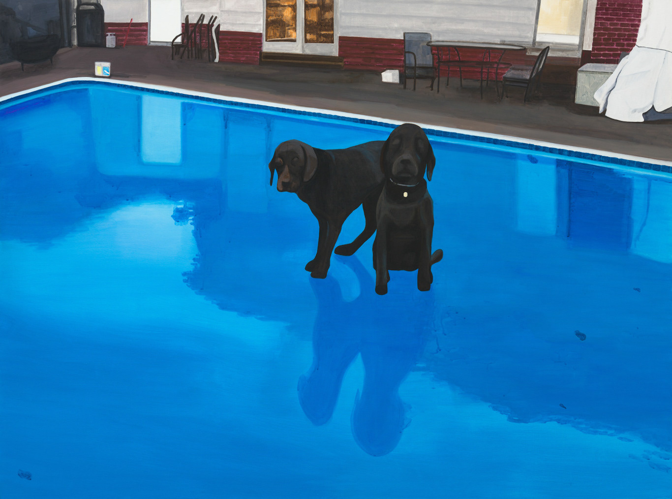 우울증과 함께 살기 Living with a Black Dog, 2022, gouache on cotton, 98ｘ132 ㎝