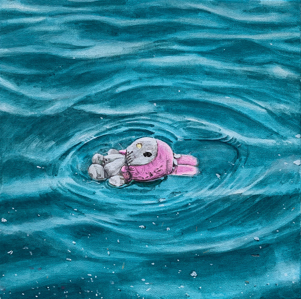 마이 멜로디의 우울, My Melody's Melancholy, 2020, gouache on cotton, 24.3ｘ24.3 ㎝
