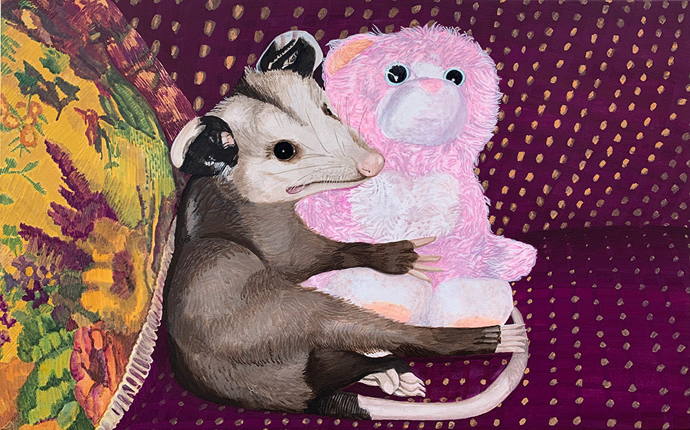 절친, Besty, 2020, gouache on cotton, 33.3ｘ53 ㎝