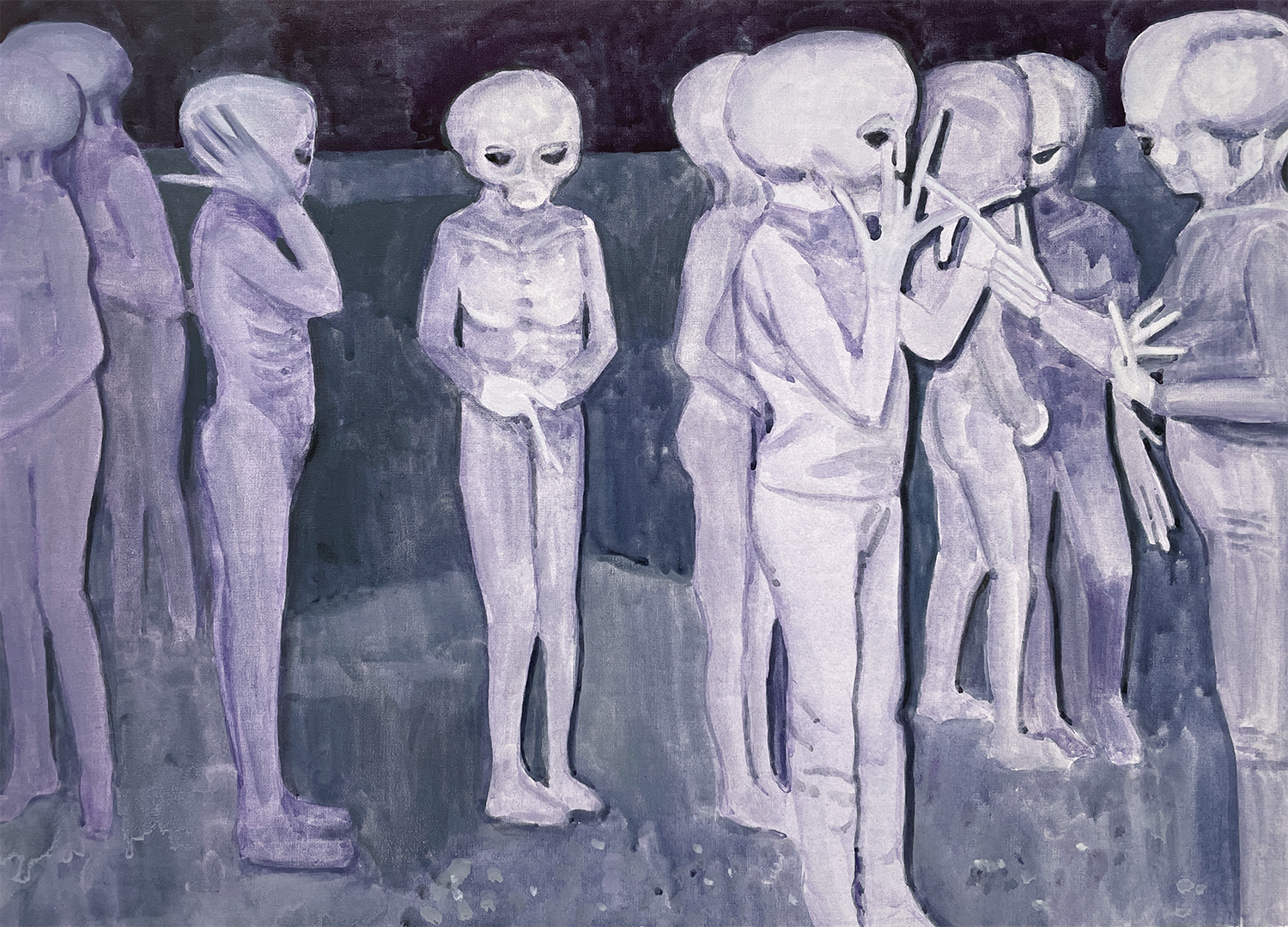 왹사모 추계 정모 The Autumn Gathering of Alien Enthusiasts, 2021, gouache on cotton, 27.4ｘ38.1 ㎝