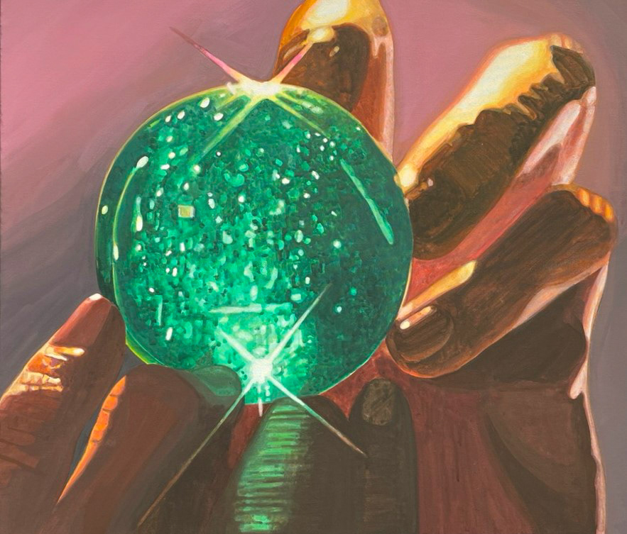 녹색 무언가 Something green, 2022, gouache on cotton, 45.5ｘ53 ㎝