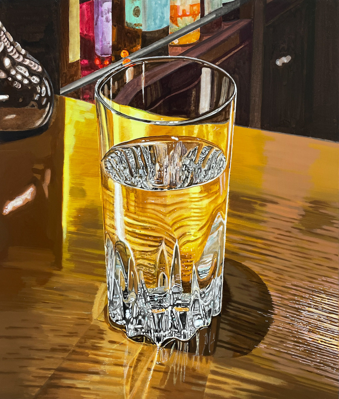 계속 채워지는 물잔, A Water Glass that Keeps Refilling, 2021, gouache on cotton, 53ｘ45 ㎝