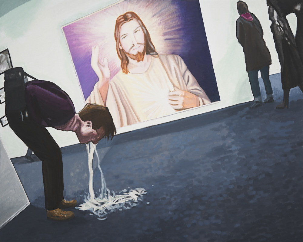 그는 당신을 사랑하십니다, He Loves You, 2020, gouache on cotton, 80.3ｘ100 ㎝