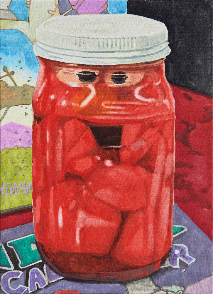 피클미 엘모, Pickle Me Elmo, 2019, gouache on cotton, 22ｘ16 ㎝