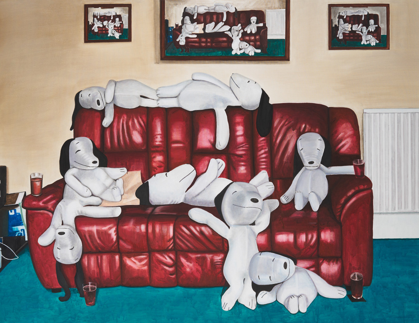 나와 내 친구들 Me and the Gang, 2022, gouache on cotton, 77ｘ99.4 ㎝