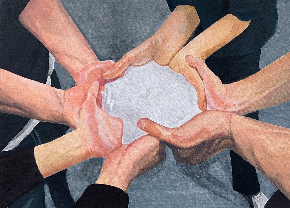 엎질러진 것, Spilled, 2020, gouache on cotton, 24.3ｘ33.3 ㎝