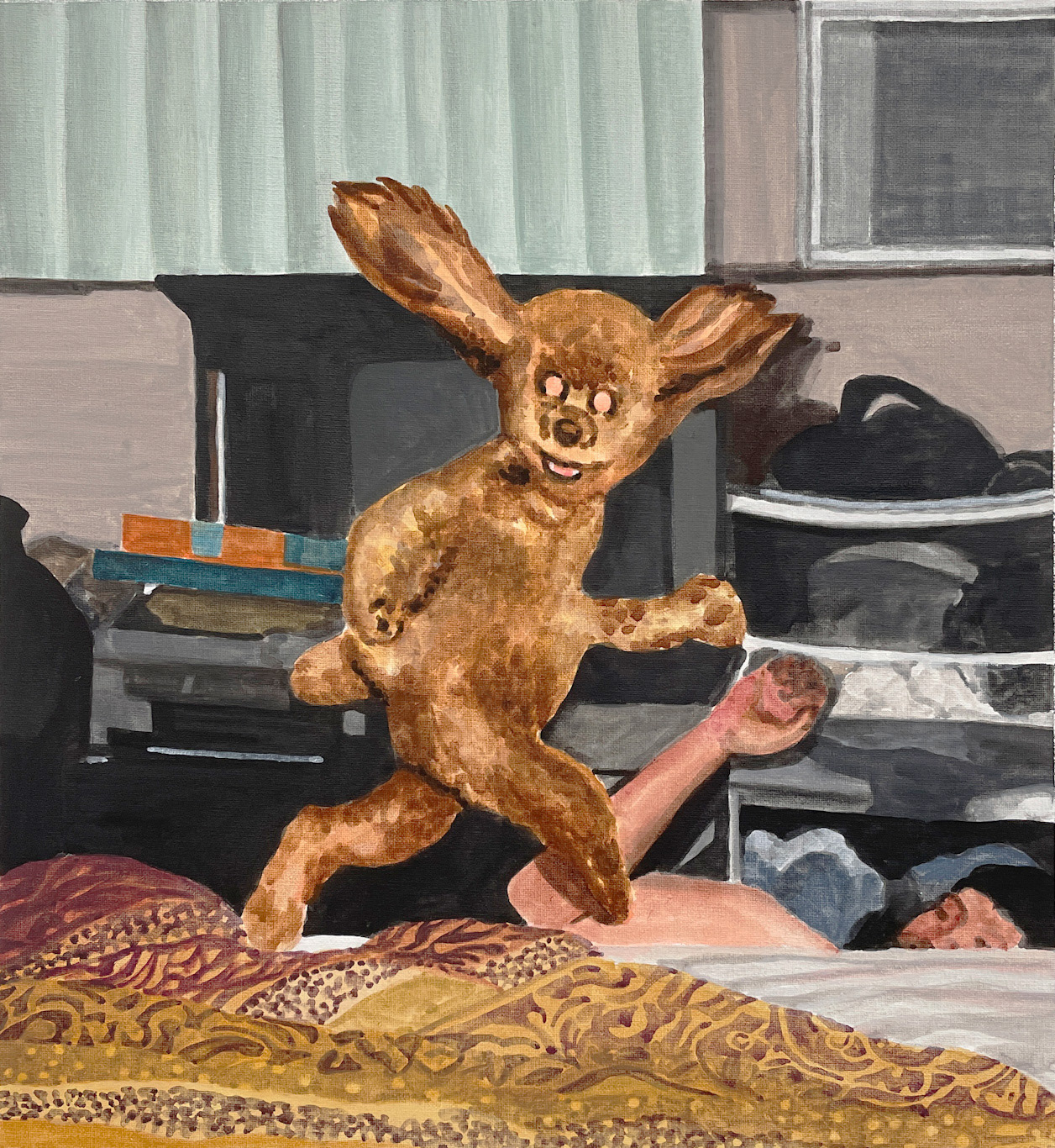 굿 개 Good Dog, 2021, gouache on cotton, 25.2ｘ23.1 ㎝