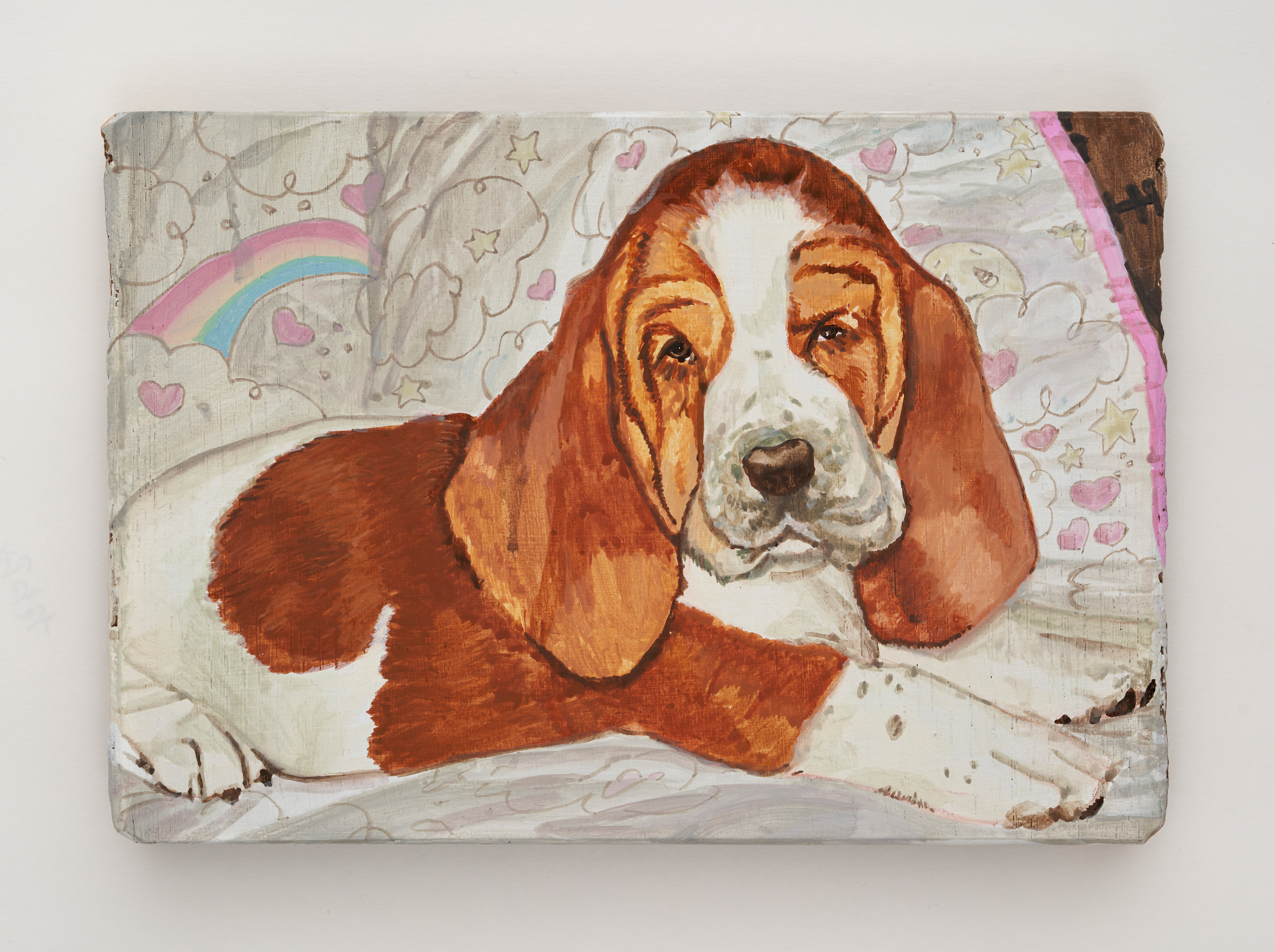 이 강아지가 얼마나 지쳤는지 보세요 Look How Exhausted This Puppy, 2024, gouache on wood, 14x18 ㎝