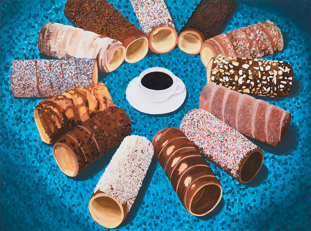 오늘 모이라고 한 건 다름이 아니라 외로워서다, The reason I asked you to gather today is because I am lonely, 2019, gouache on cotton, 72.7ｘ90.9 ㎝