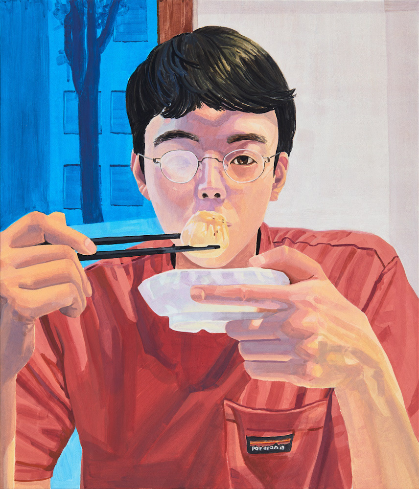 만두맨, Dumpling Man, 2019, gouache on cotton, 53ｘ46 ㎝