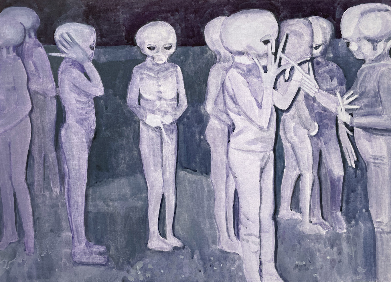 왹사모 추계 정모 The Autumn Gathering of Alien Enthusiasts, 2021, gouache on cotton, 27.3ｘ38.1 ㎝