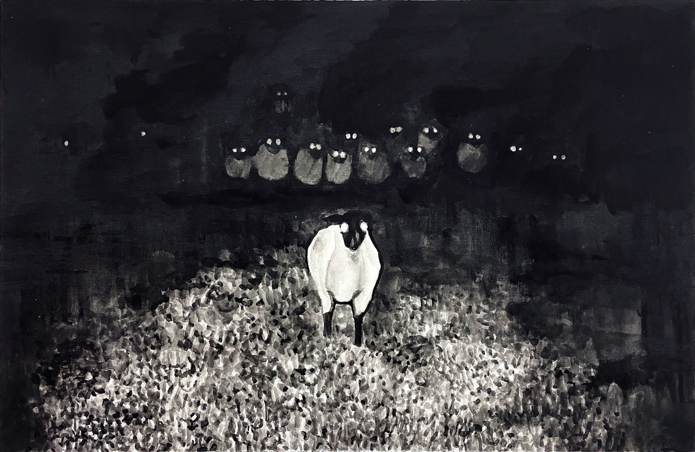 돌아오셨군요 You’re Back, 2021, gouache on cotton, 25.2ｘ38.7 ㎝