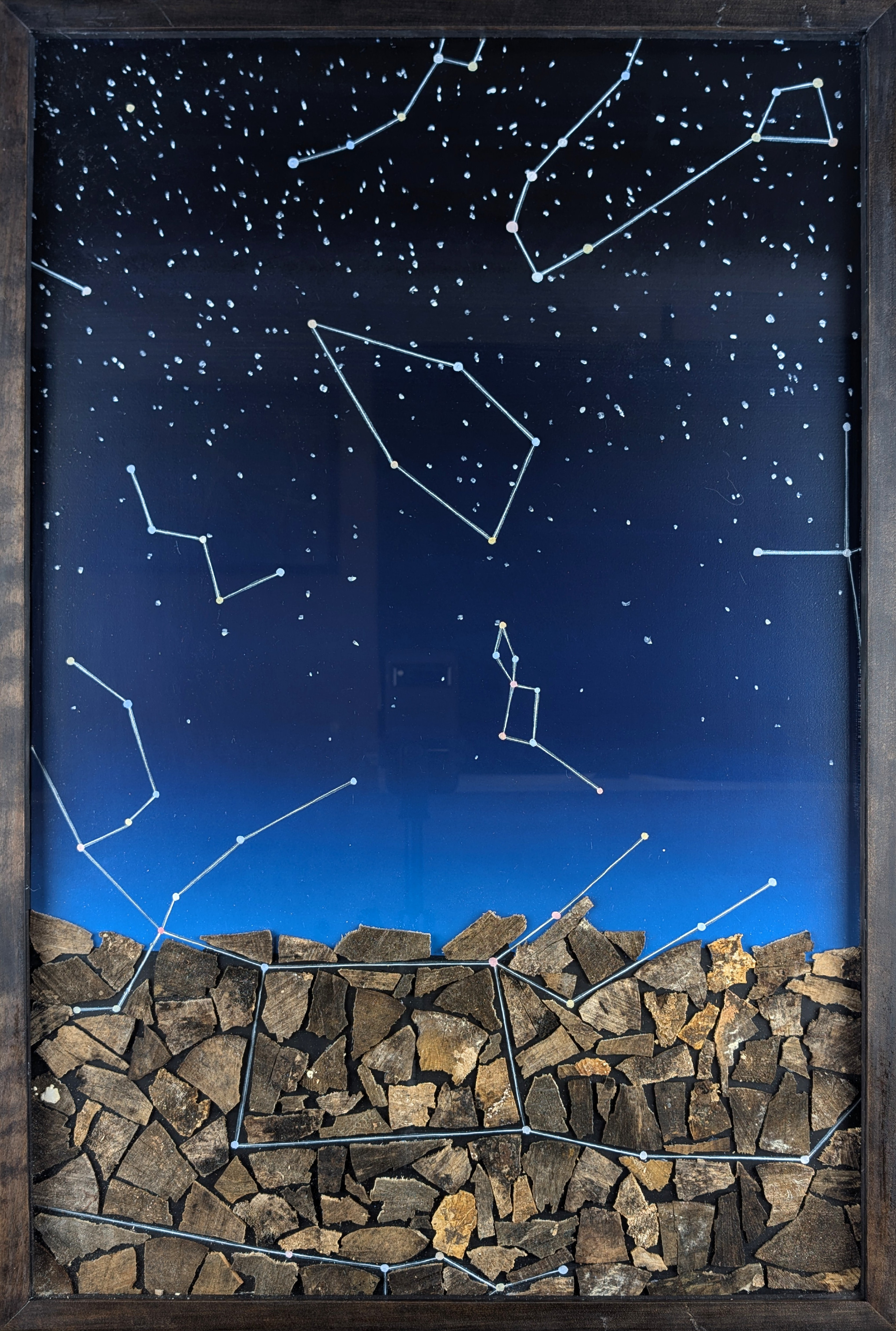 Firewood Series - Small Format No. 1 of 3 - 2024 - Oil on Panel, Firewood - Figured Birch Frame by Artist - 20 3/4" x 30 3/4"