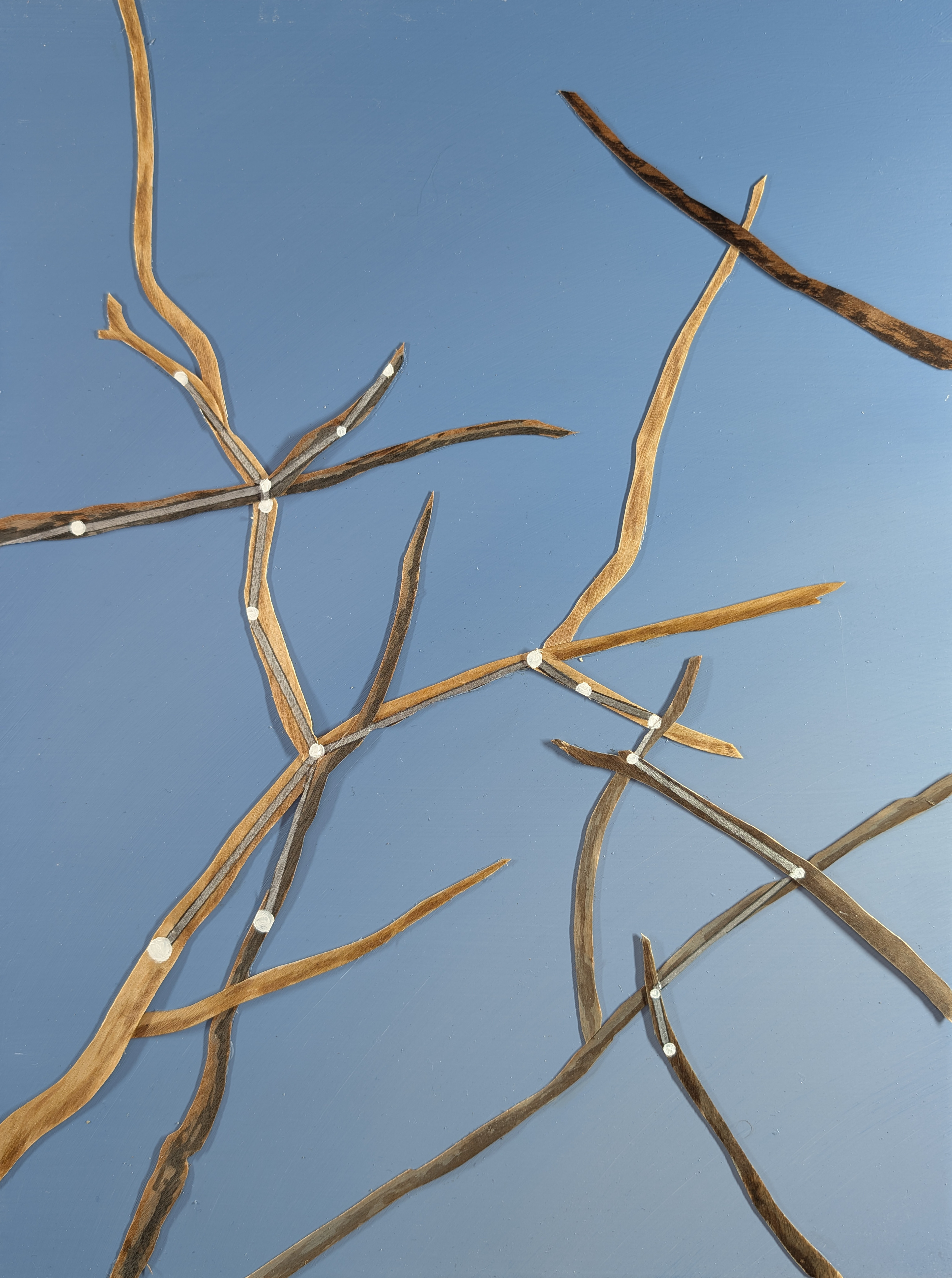 The 88 Asterisms - Centaur - 2025 - Oil, Wood Branches, Ink - 16" x 12"