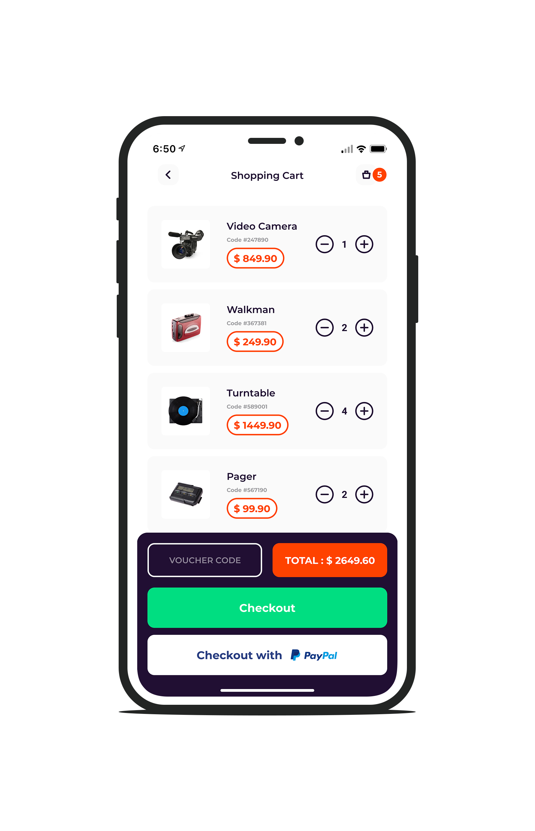 Andrei Marius Shopping Cart App Design