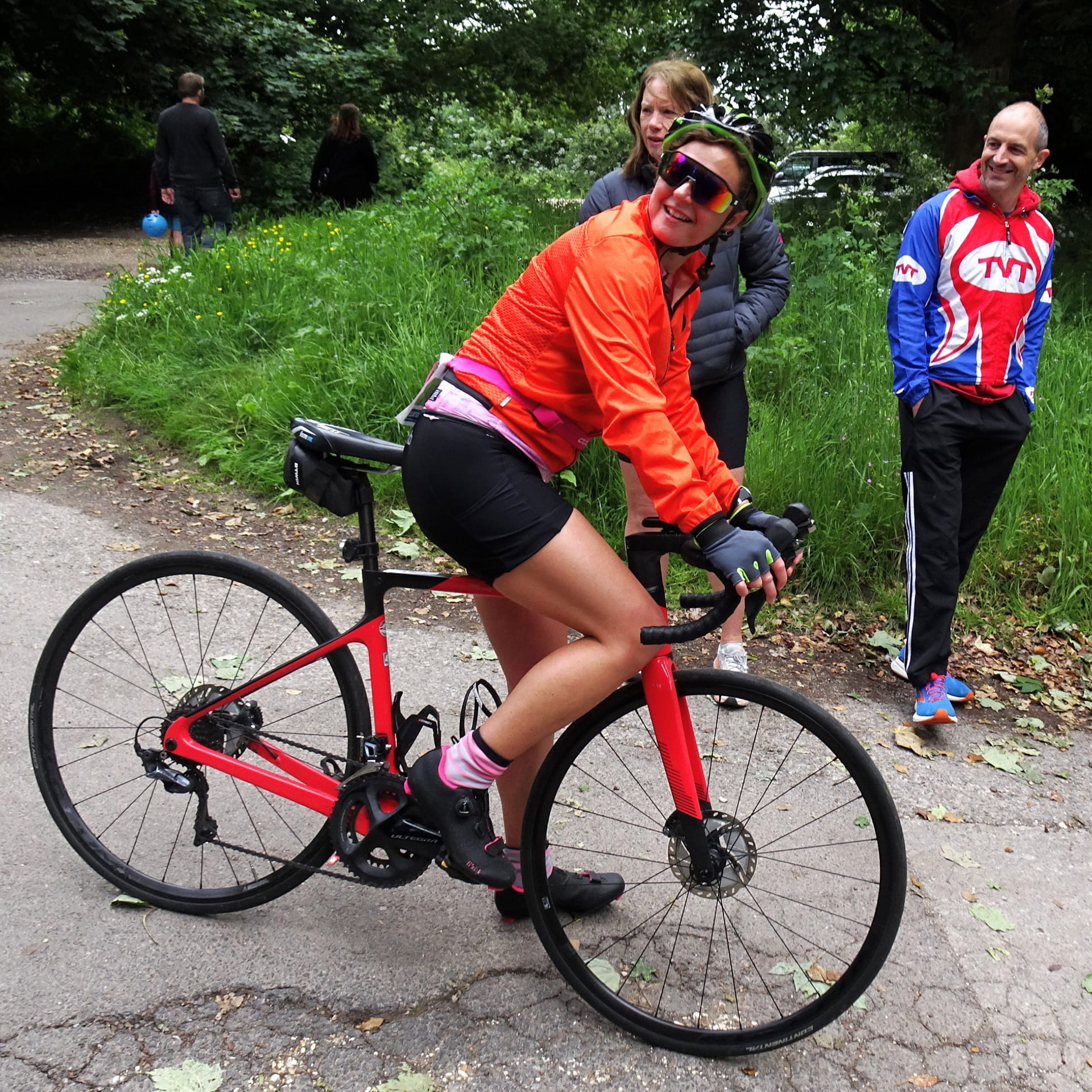 Vikki setting off on another bike lap