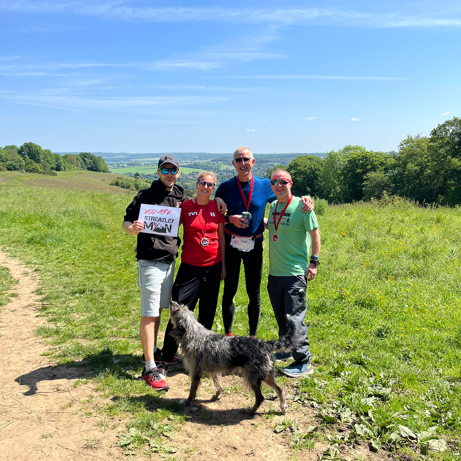 All four of the Streatley Man finishers (and Merlin)