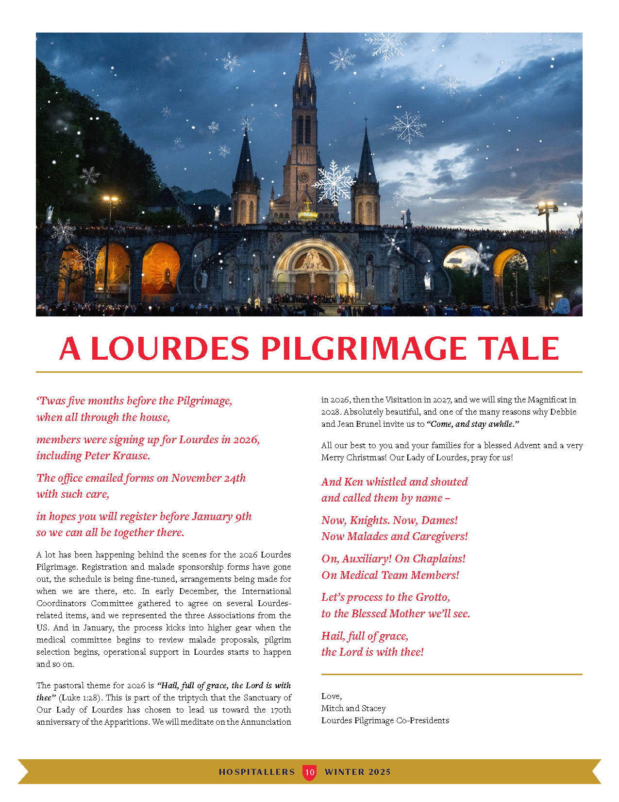 HOSPITALLERS newsletter feature page