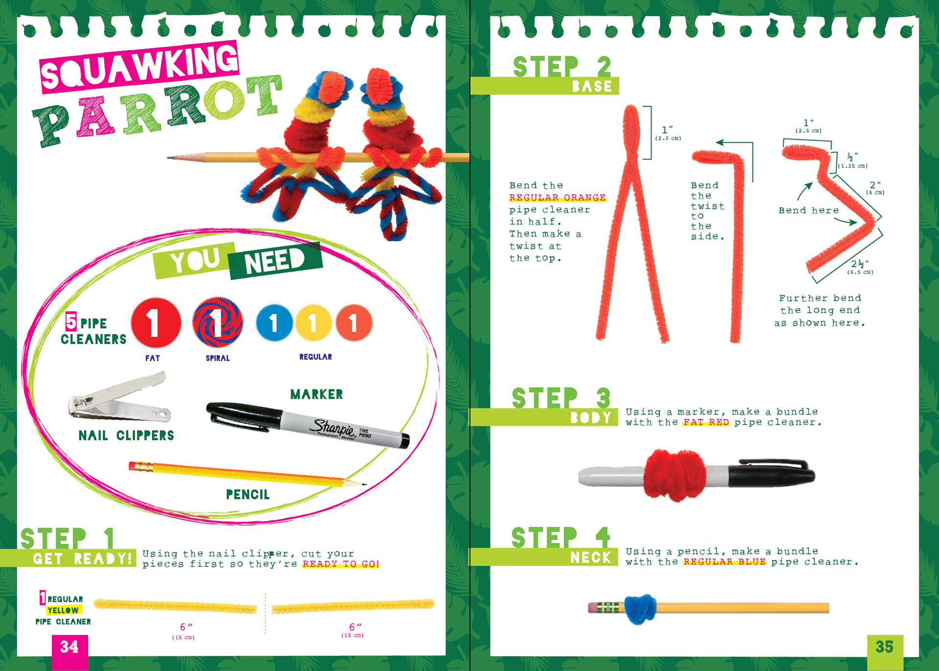PIPE CLEANER ANIMALS by Klutz: pitch design spread B