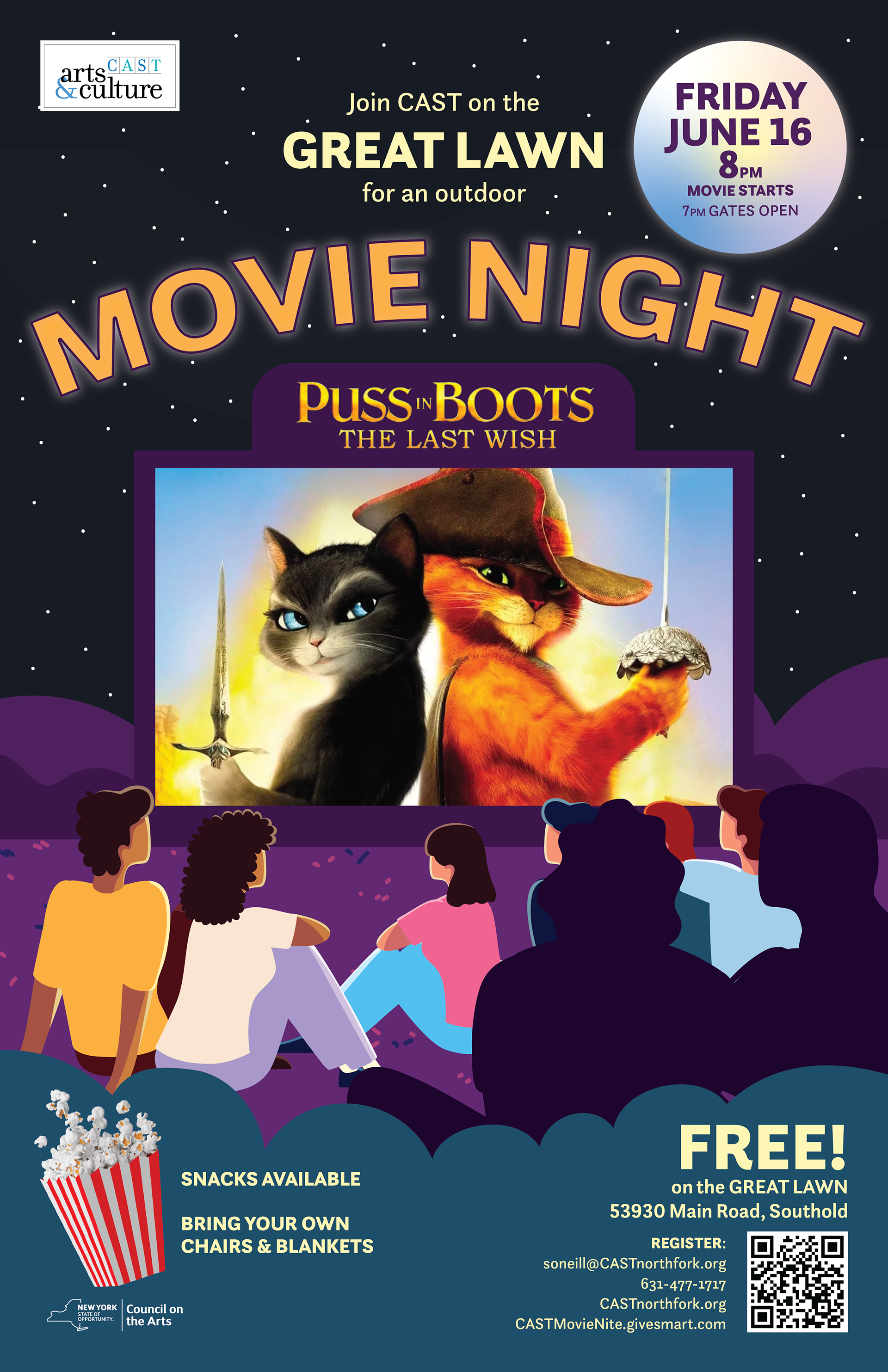 CAST Arts & Culture poster:outdoor movie night