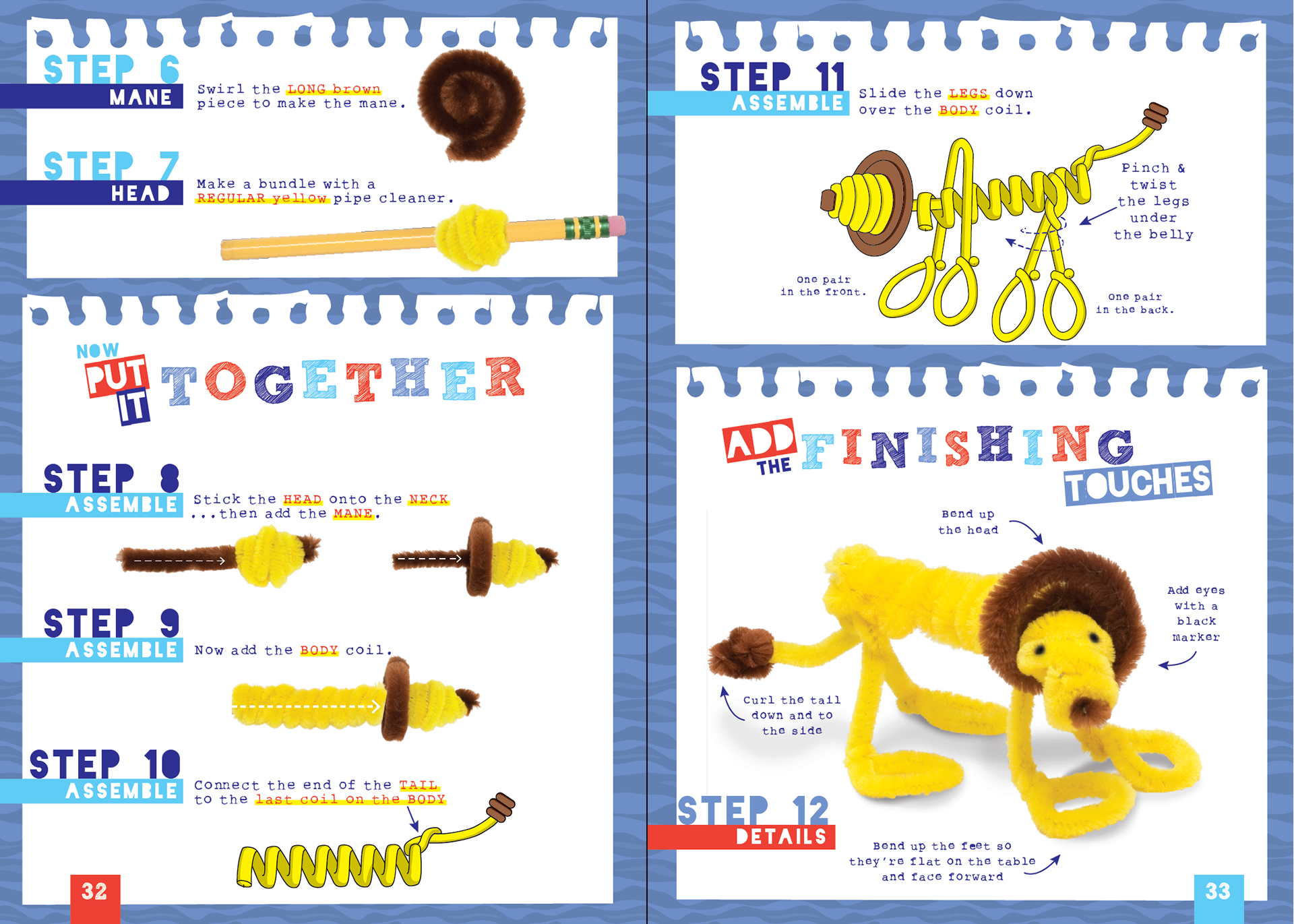 PIPE CLEANER ANIMALS by Klutz: pitch design spread B
