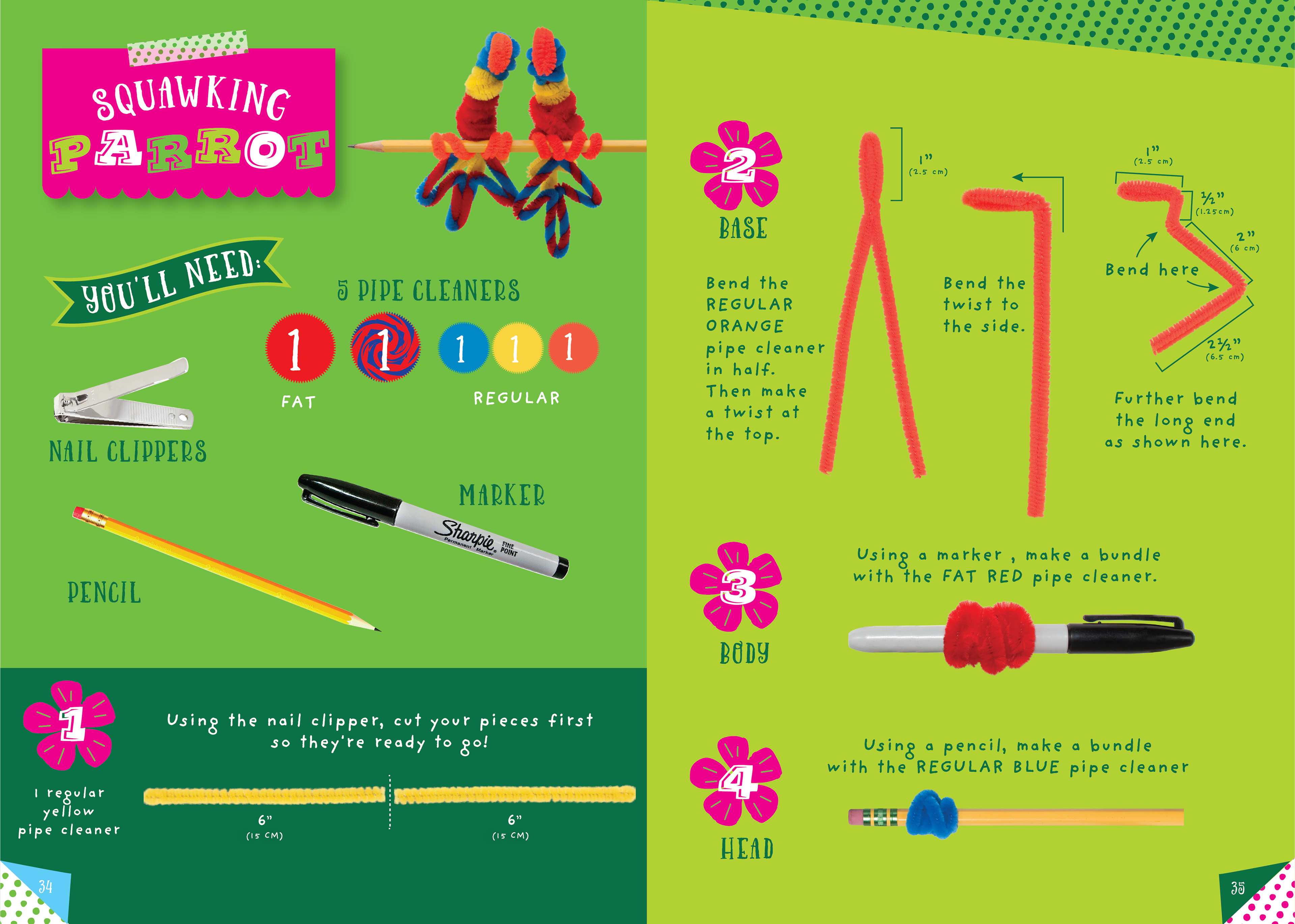 PIPE CLEANER ANIMALS by Klutz: pitch design spread A