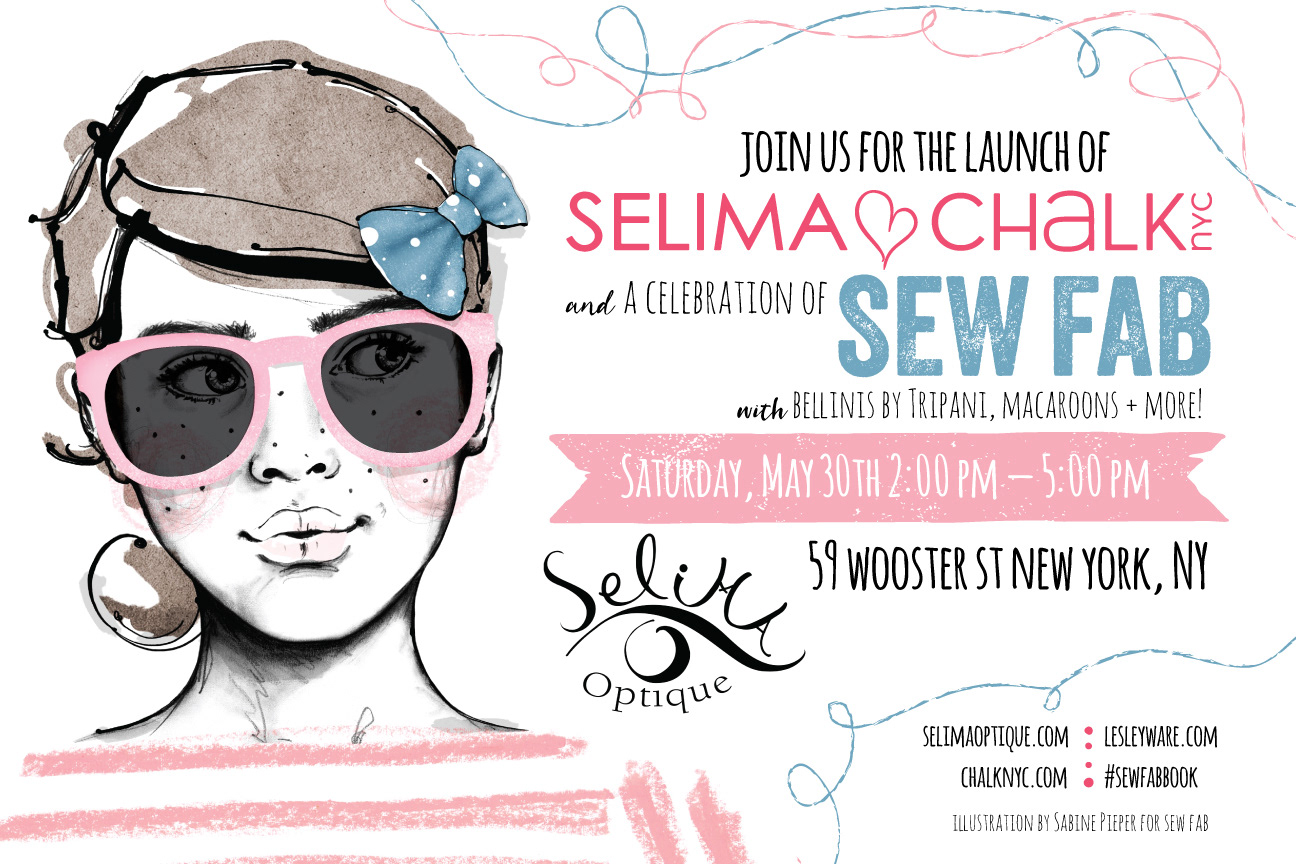 SEW FAB book promo postcard invite